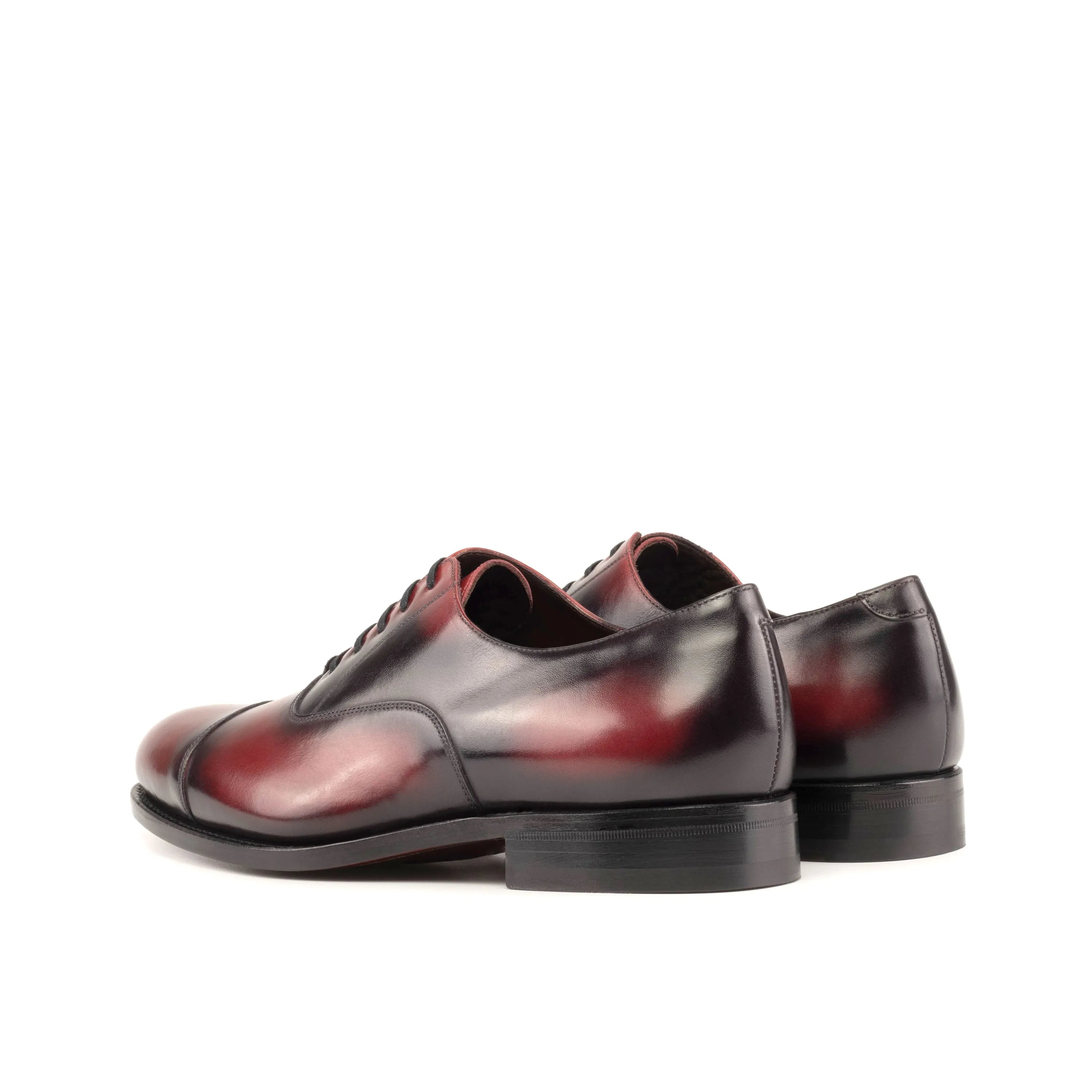 Burgundy leather Gazi Patina Oxford shoes displayed elegantly for sophisticated style