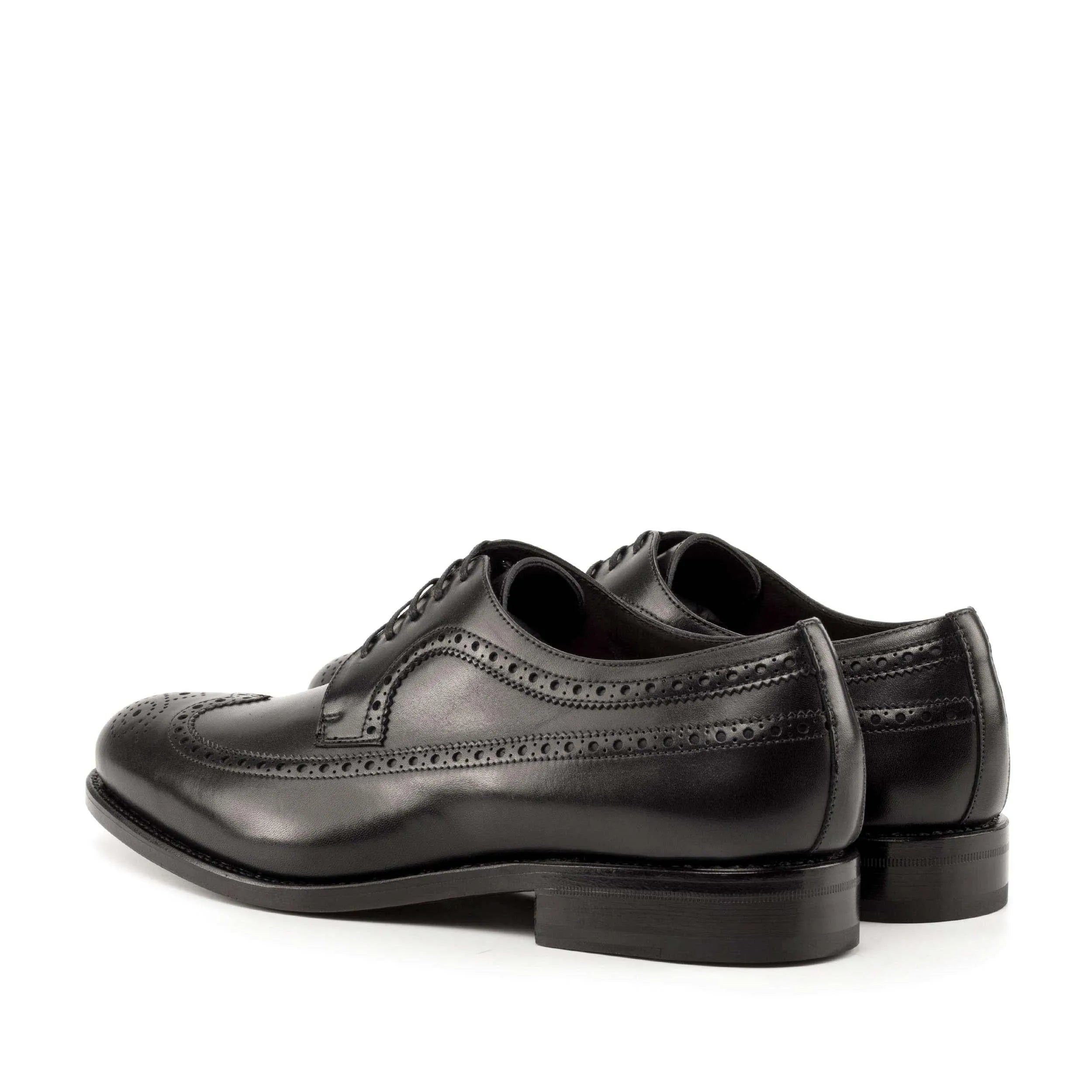 Pair of black leather General Longwing Blucher shoes featuring classic longwing design