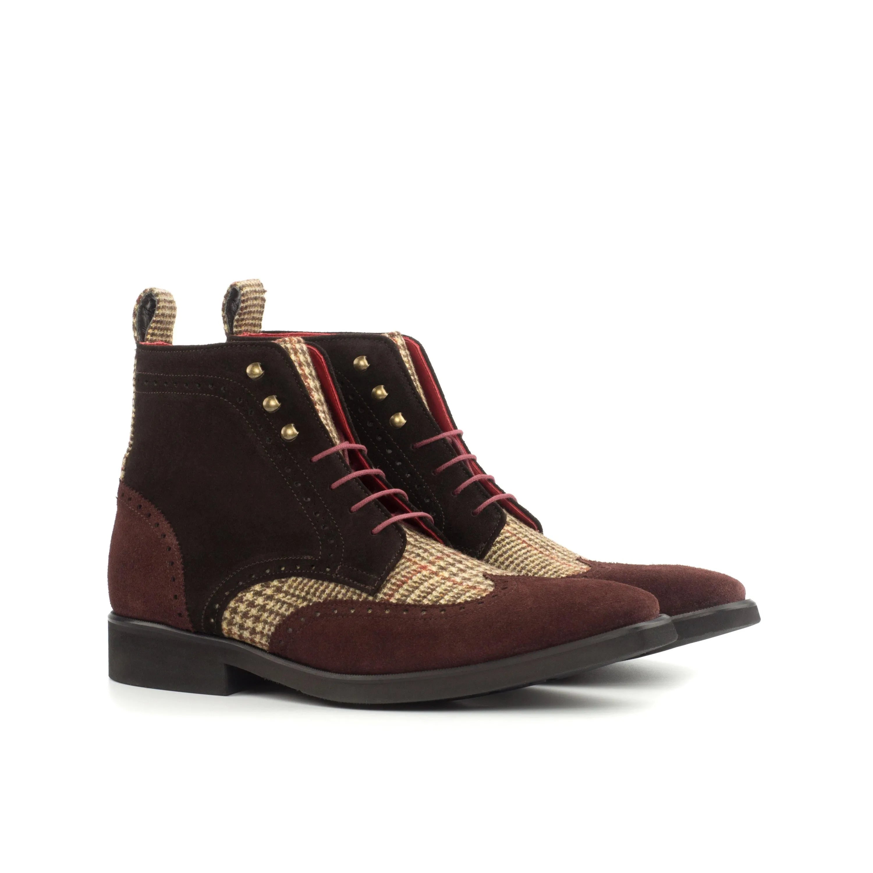 Brown and tweed wingtip boots from General06 Military Brogue Boots II collection