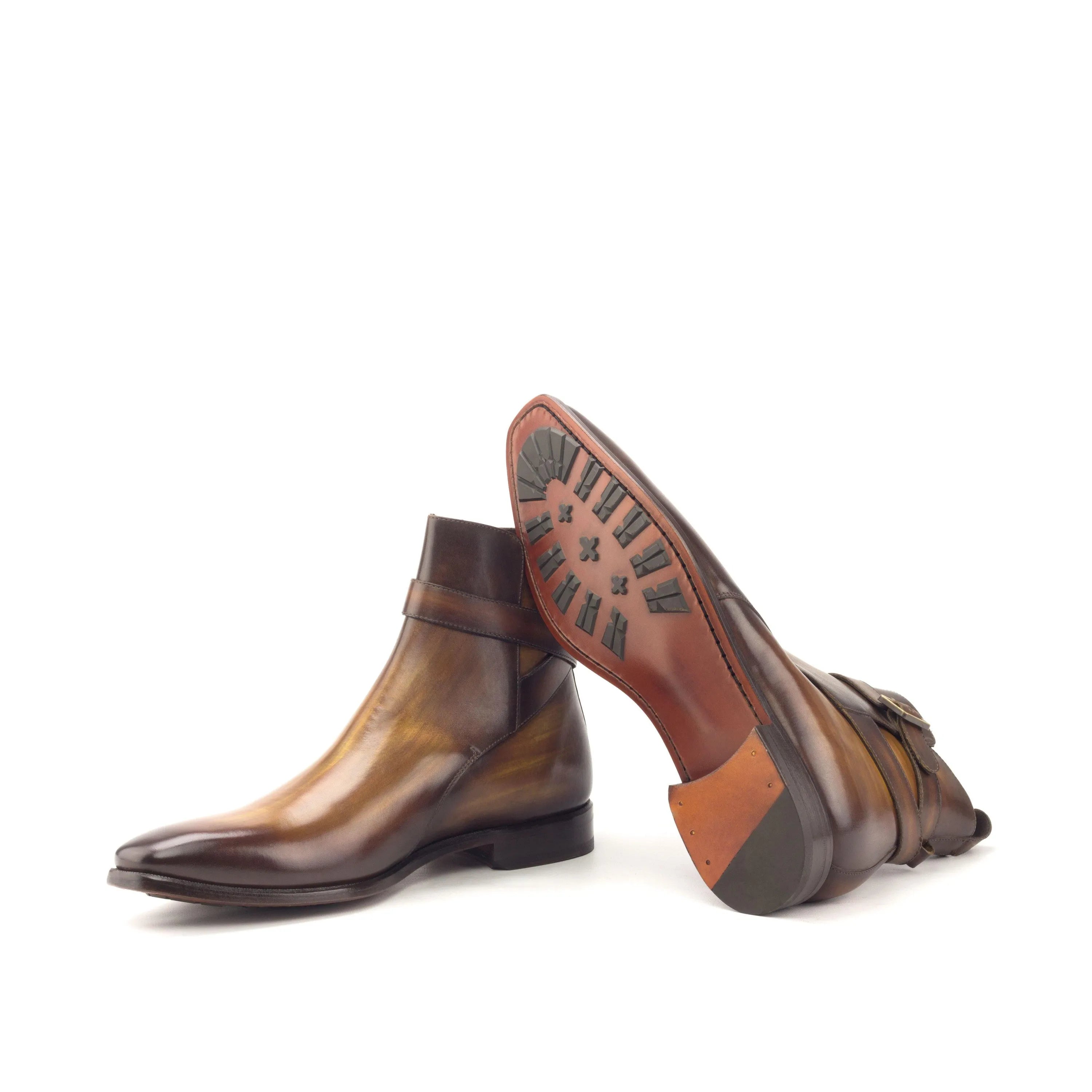 Brown leather GEO Jodhpur Patina Boots for men, perfect for style and comfort