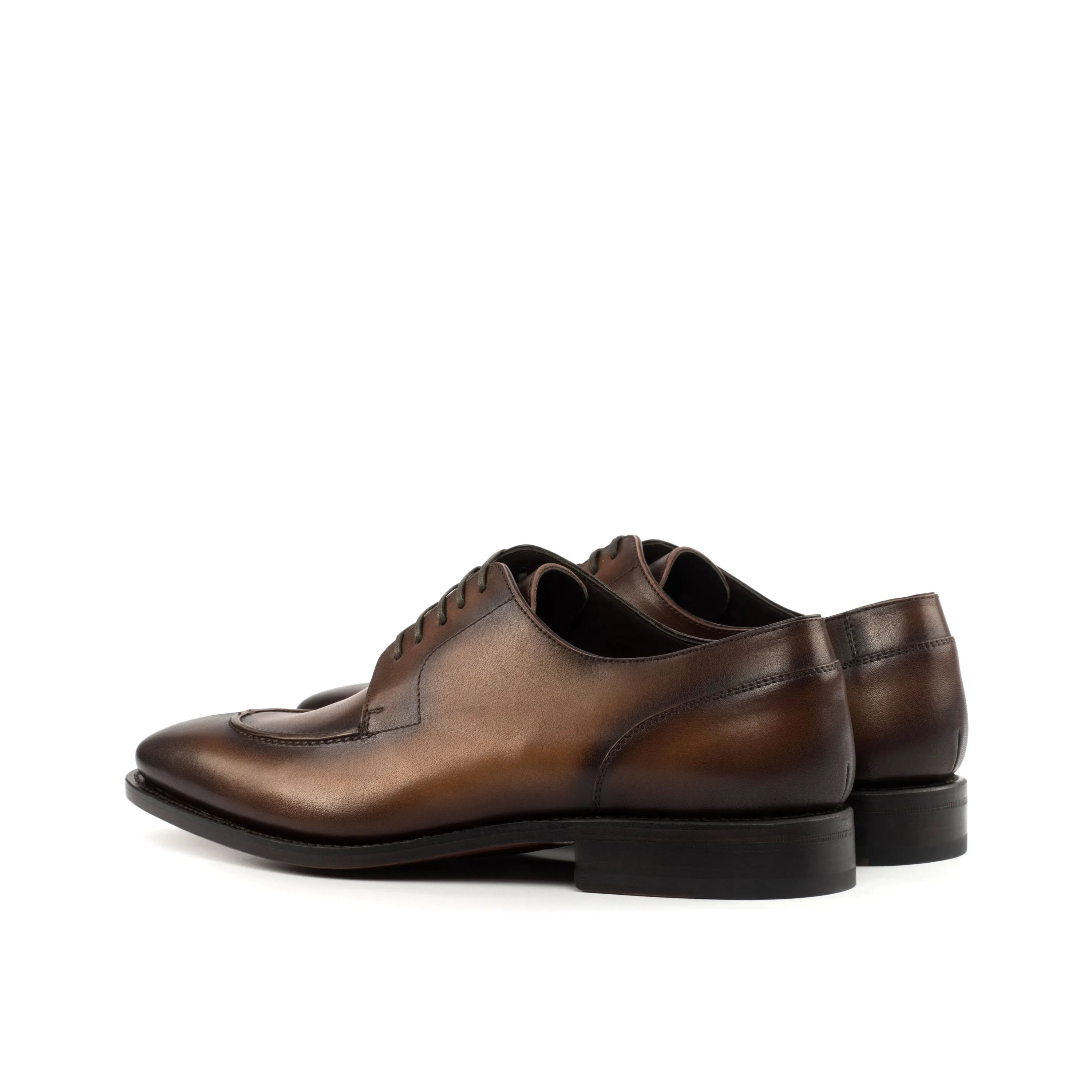 Brown leather dress shoes featuring the George Derby Split Toe design, perfect for formal wear