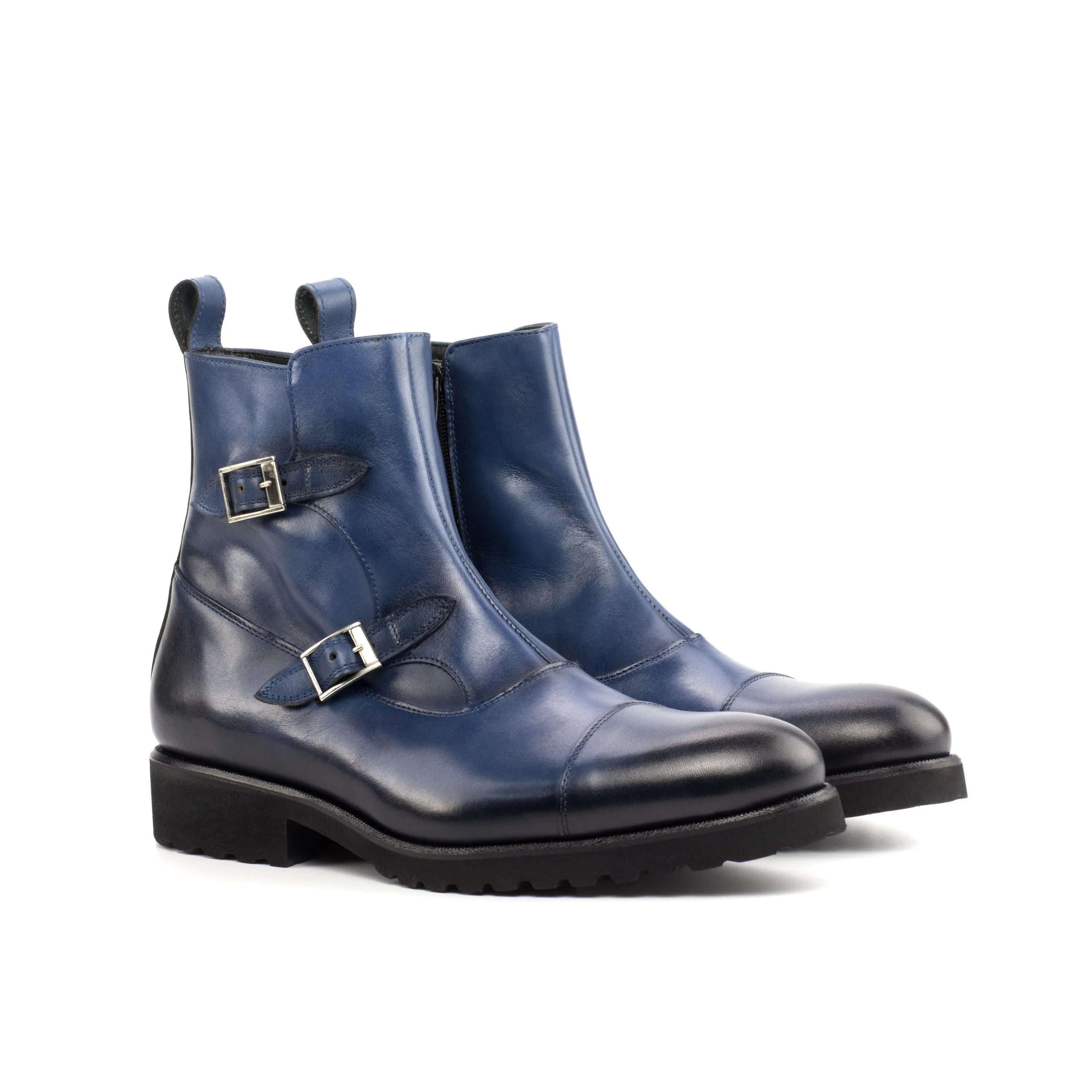 Blue leather buckle boots from Georgino Octavian Boots II collection, perfect for style