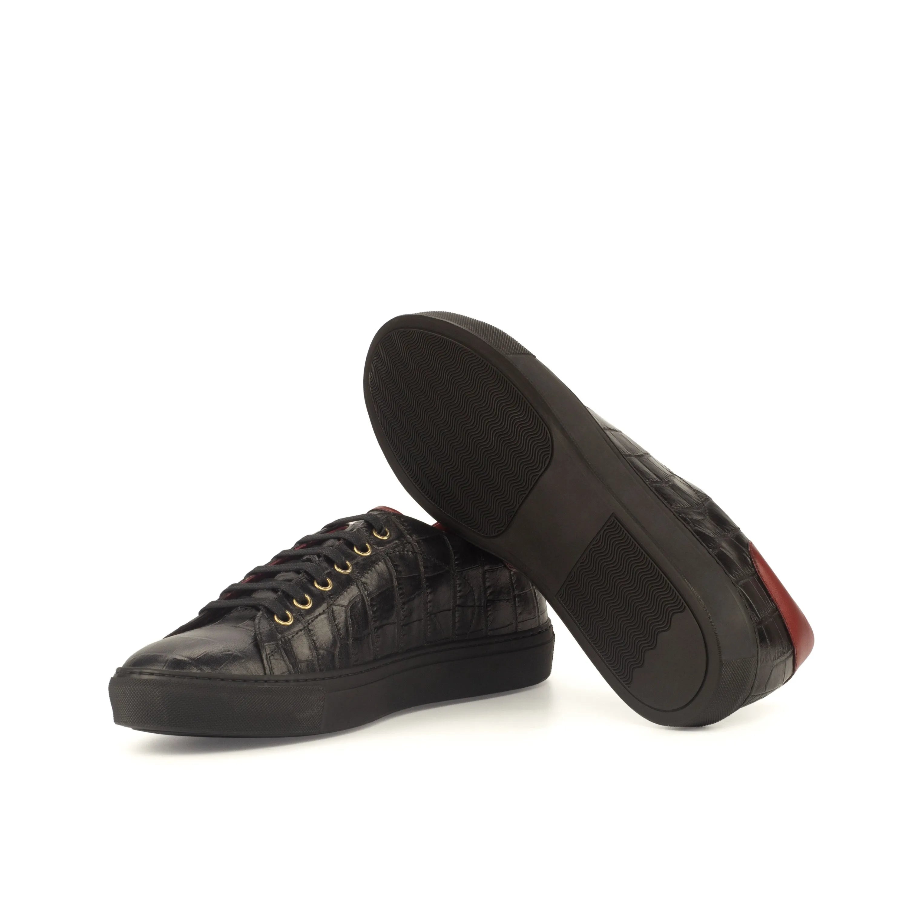 Black crocodile-patterned leather Ghadi Trainer Sneaker for a stylish casual look
