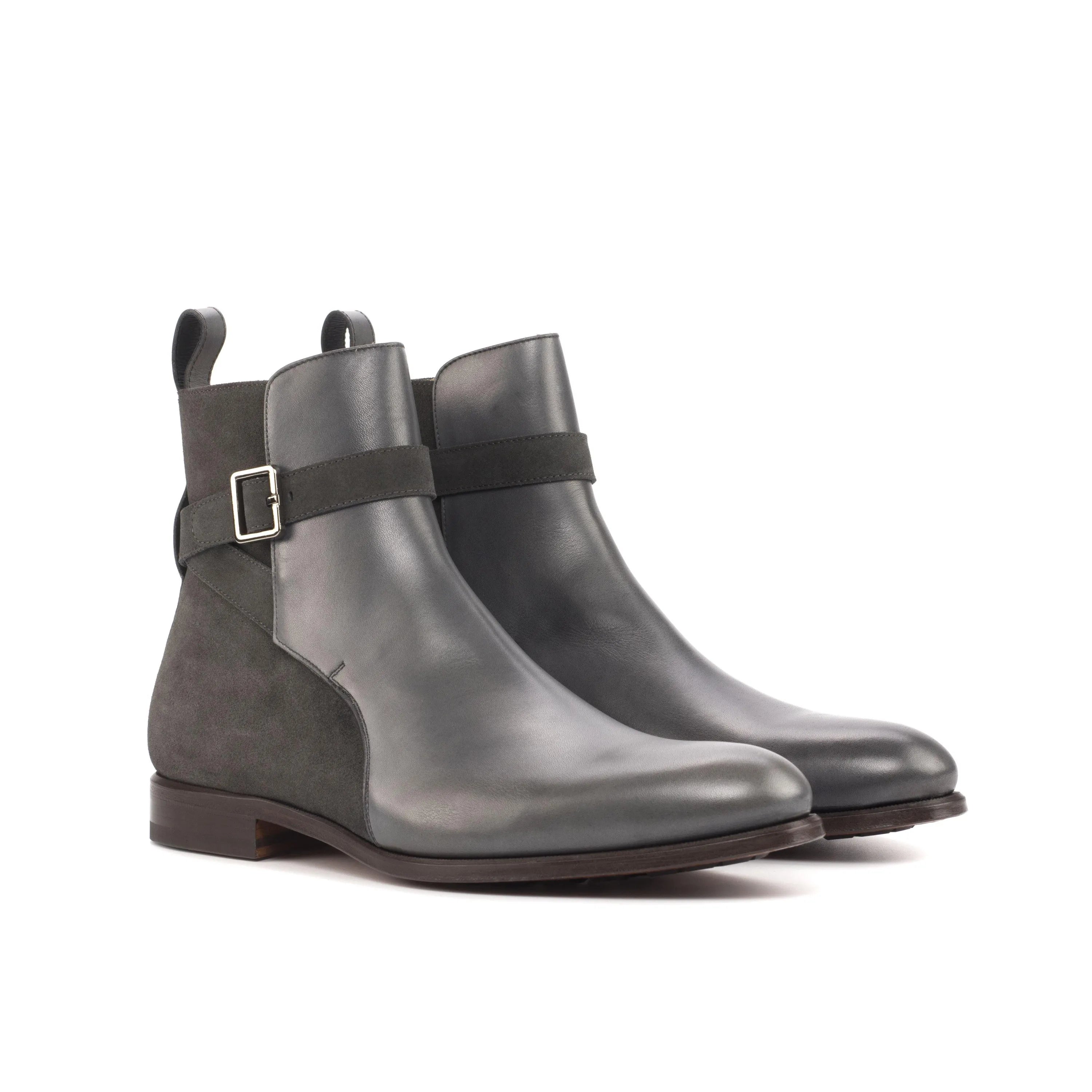 Gray leather ankle boots displayed as Giliano Jodhpur Boots for stylish footwear