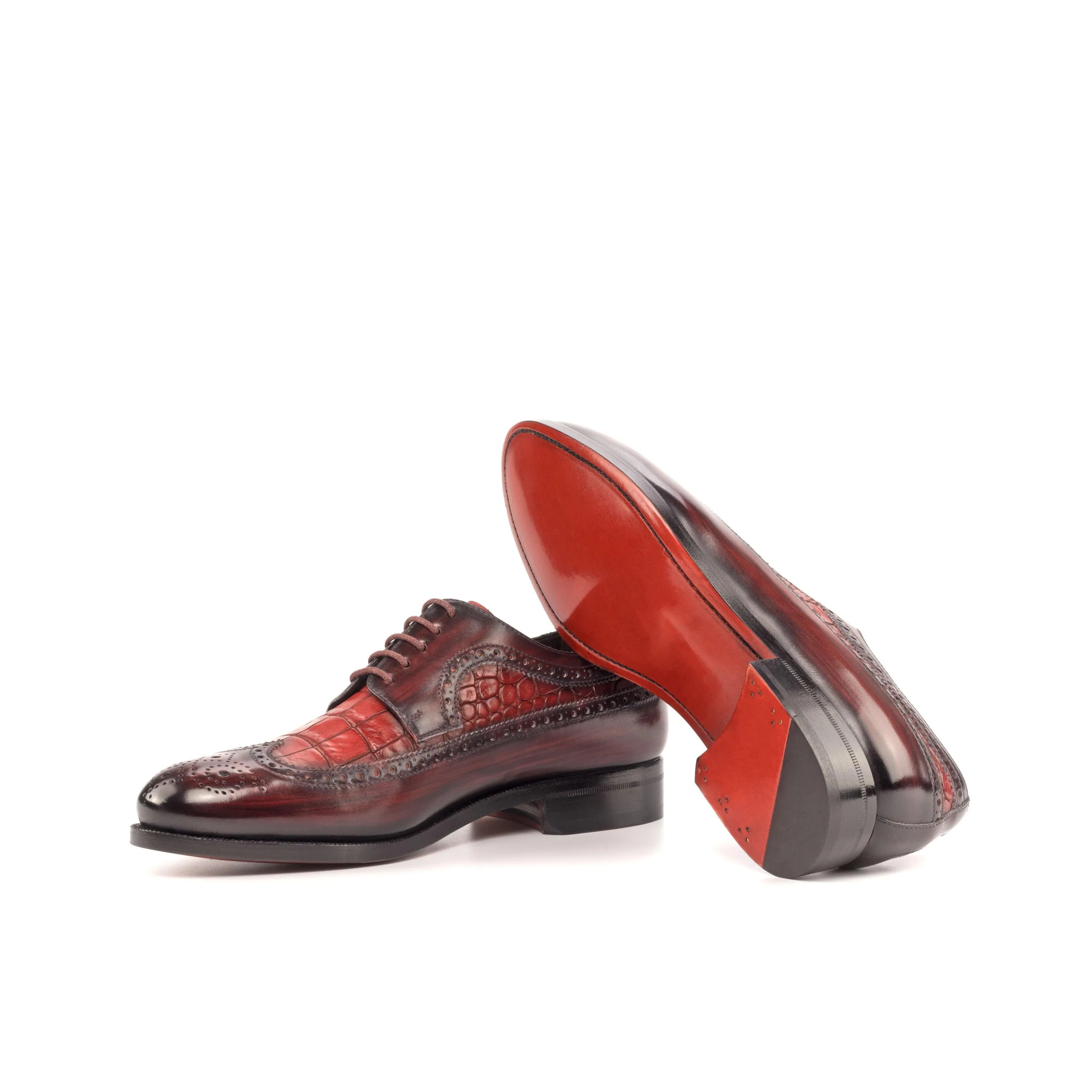 Burgundy leather Givanios Patina Longwing Blucher showcasing elegant design and quality