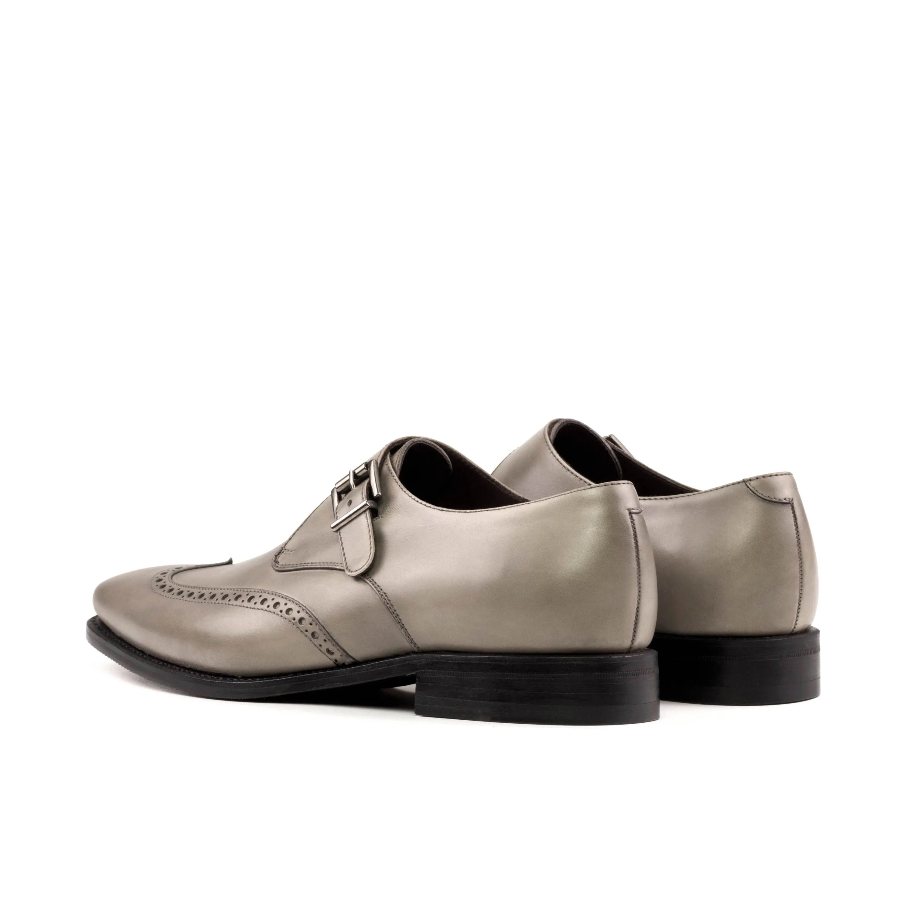 Gray leather monk strap shoes from the Godfry Single Monk collection