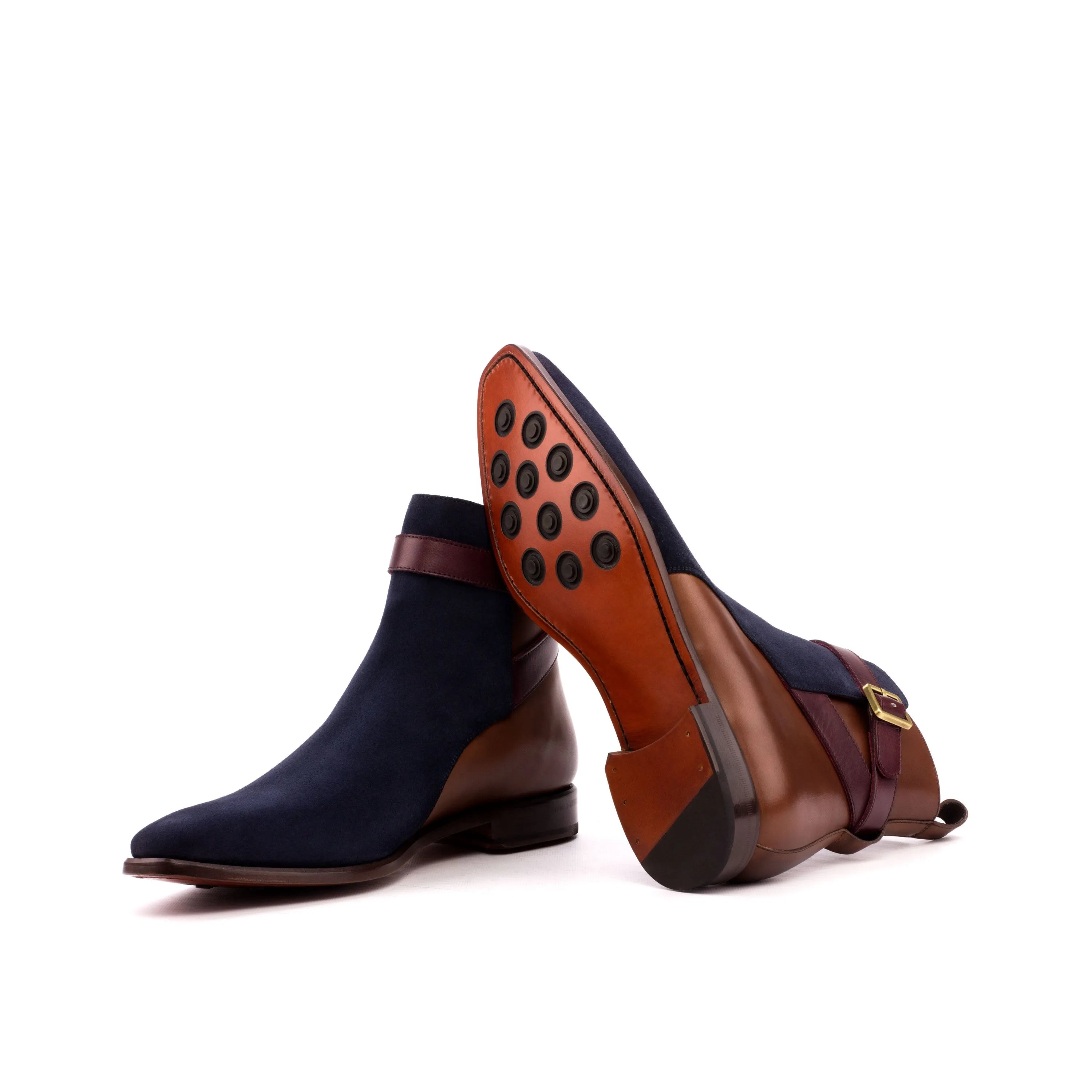 Two-toned leather ankle boots featuring Godio Jodhpur Boots design for stylish elegance