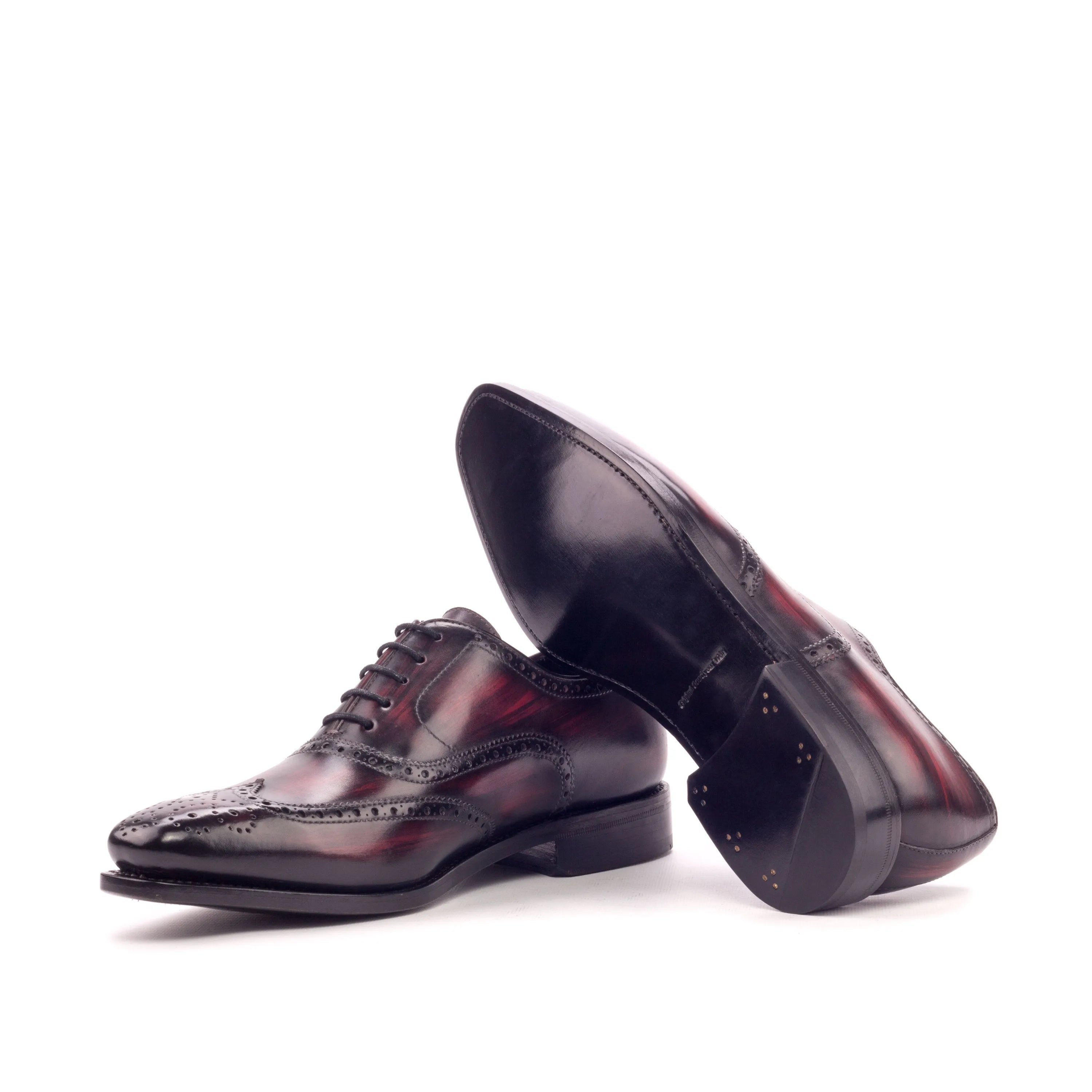 Burgundy leather Gordin Patina Longwing Blucher with elegant wingtip design
