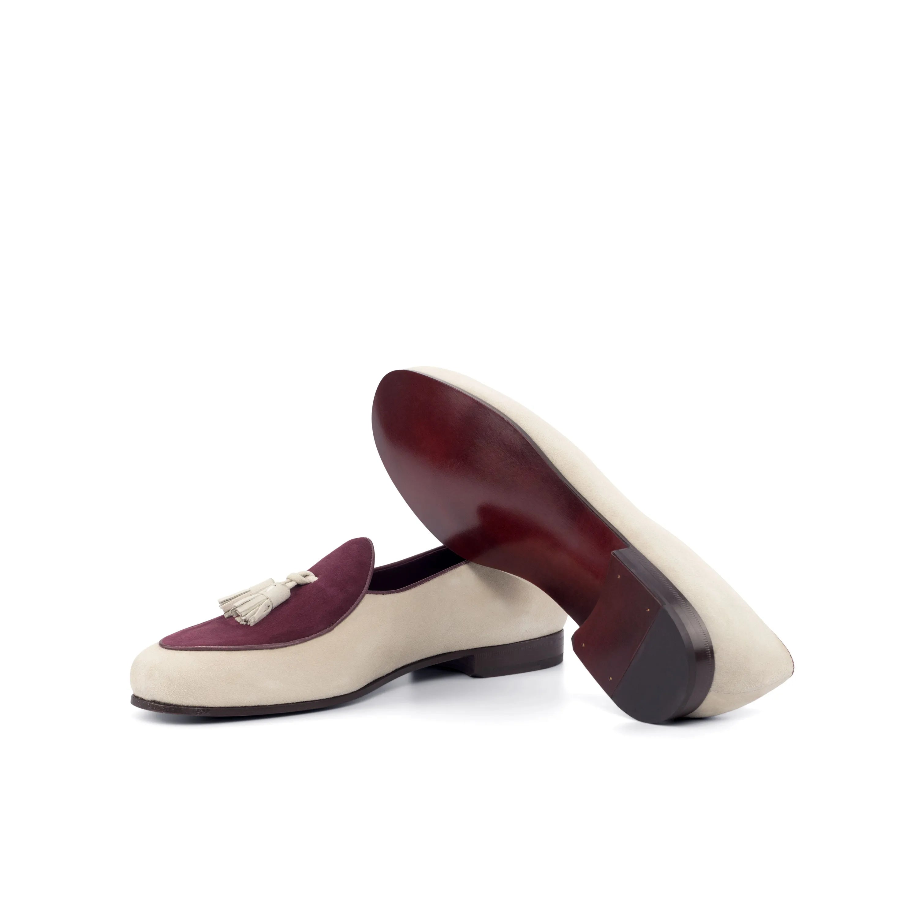 Two-toned tassel loafers from the Hass Belgian Slipper collection for elegant style