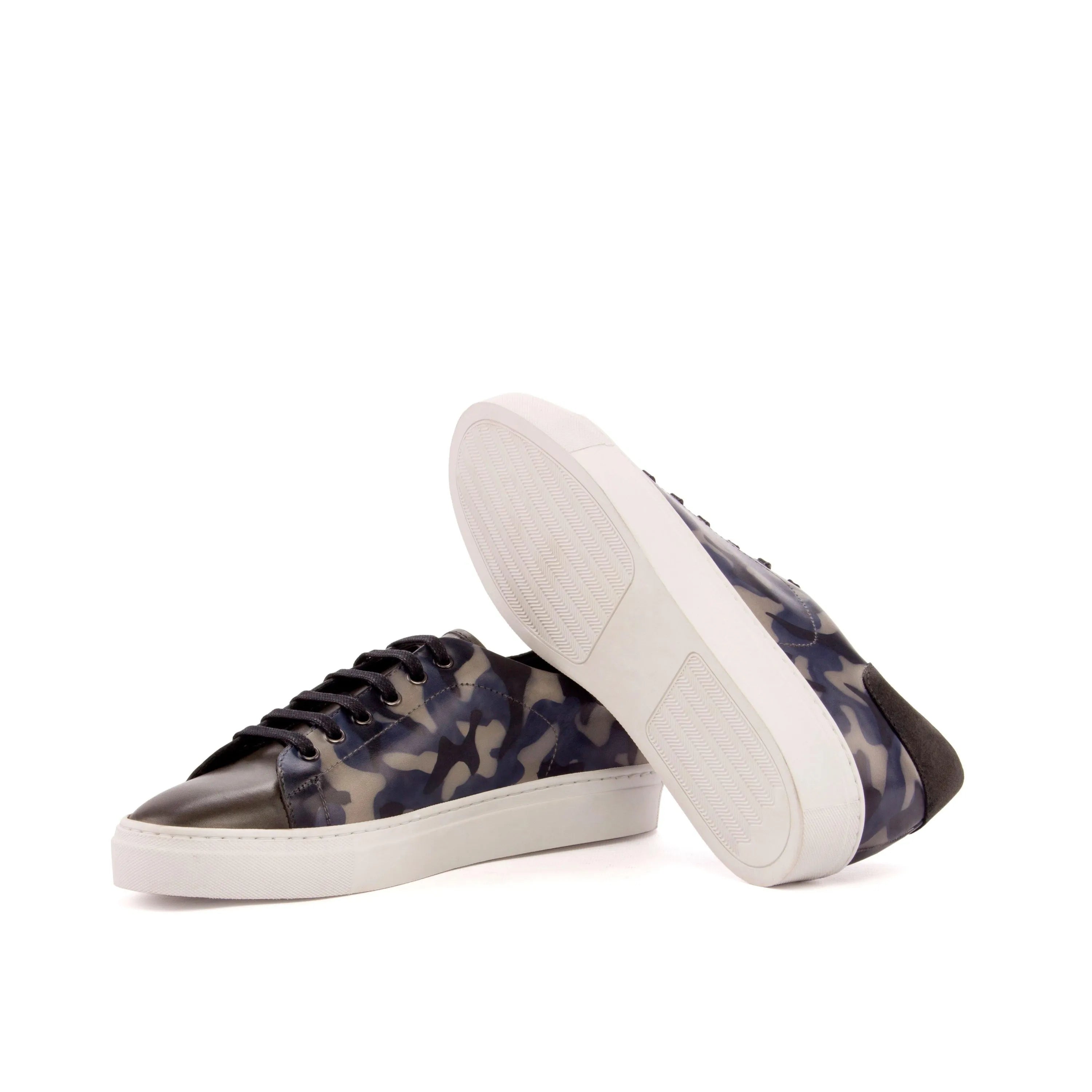 Camouflage-patterned leather sneakers, Herais Trainer Patina Sneaker II with cupsole design