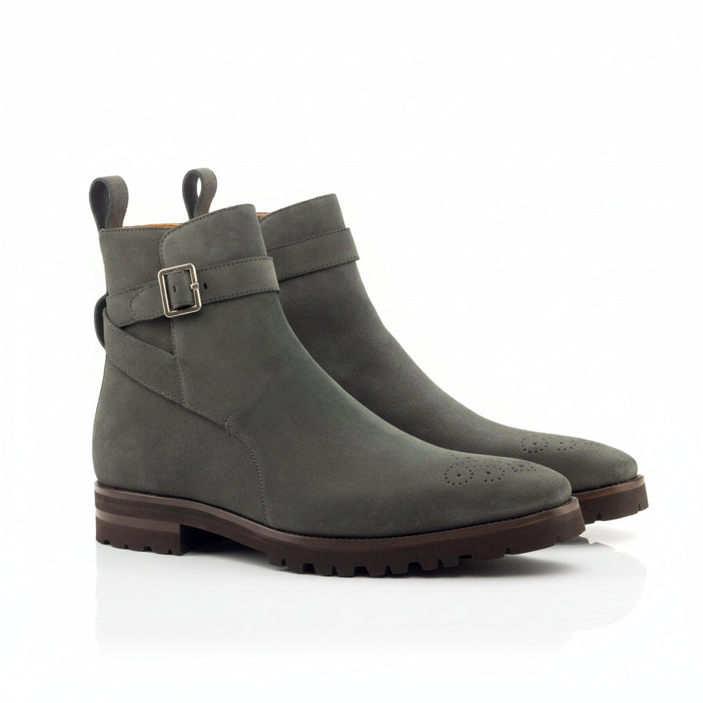 Gray leather ankle boots showcasing Herodotus Jodhpur Boots style and elegance