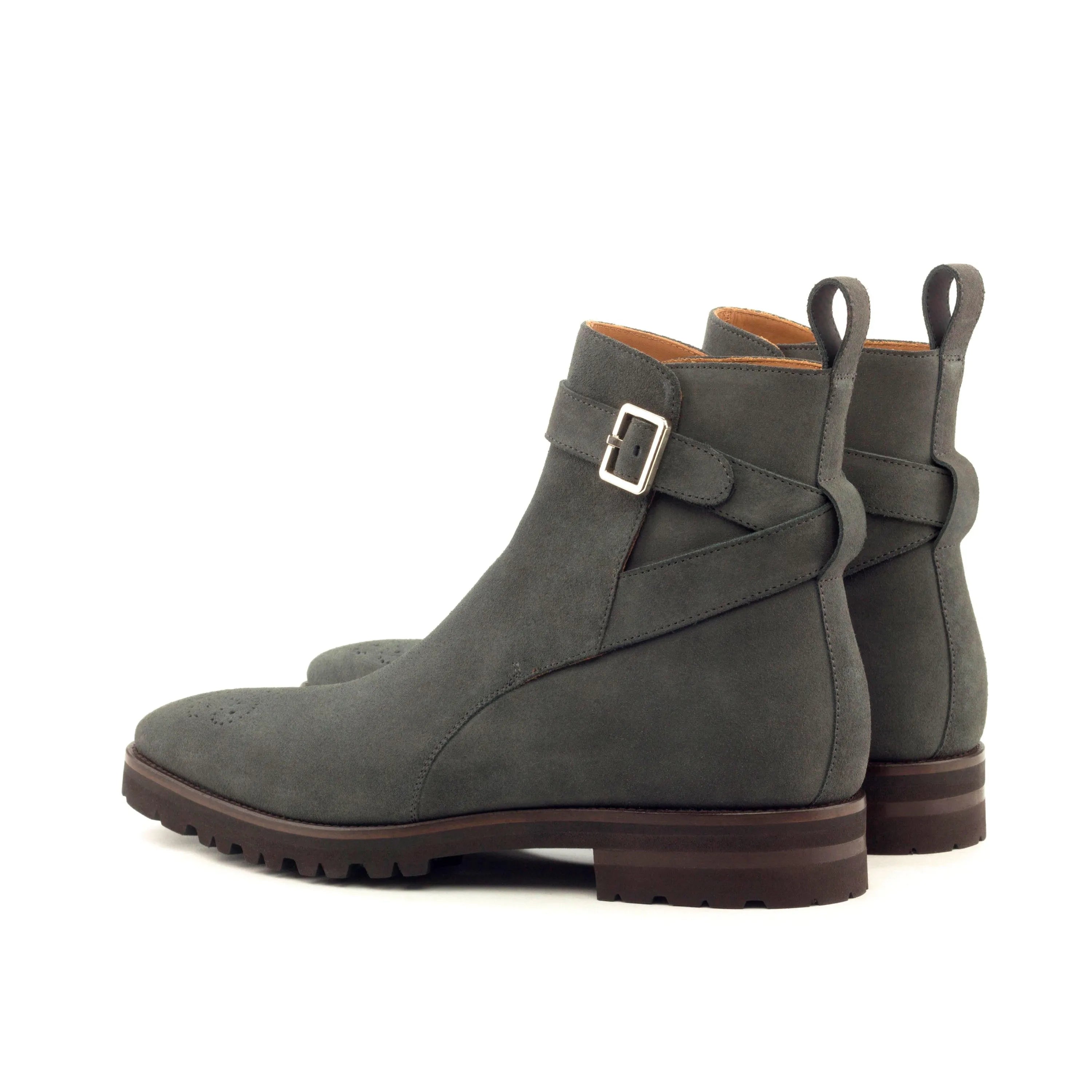 Gray leather Herodotus Jodhpur Boots with buckle for stylish ankle footwear