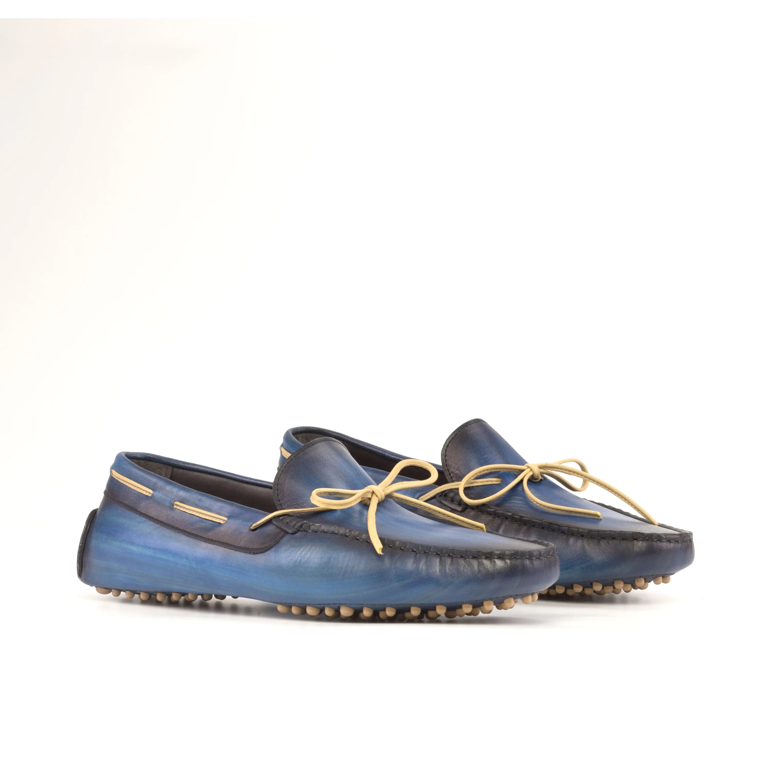 Pair of blue leather driving shoes from the Hobi Patina Driver collection