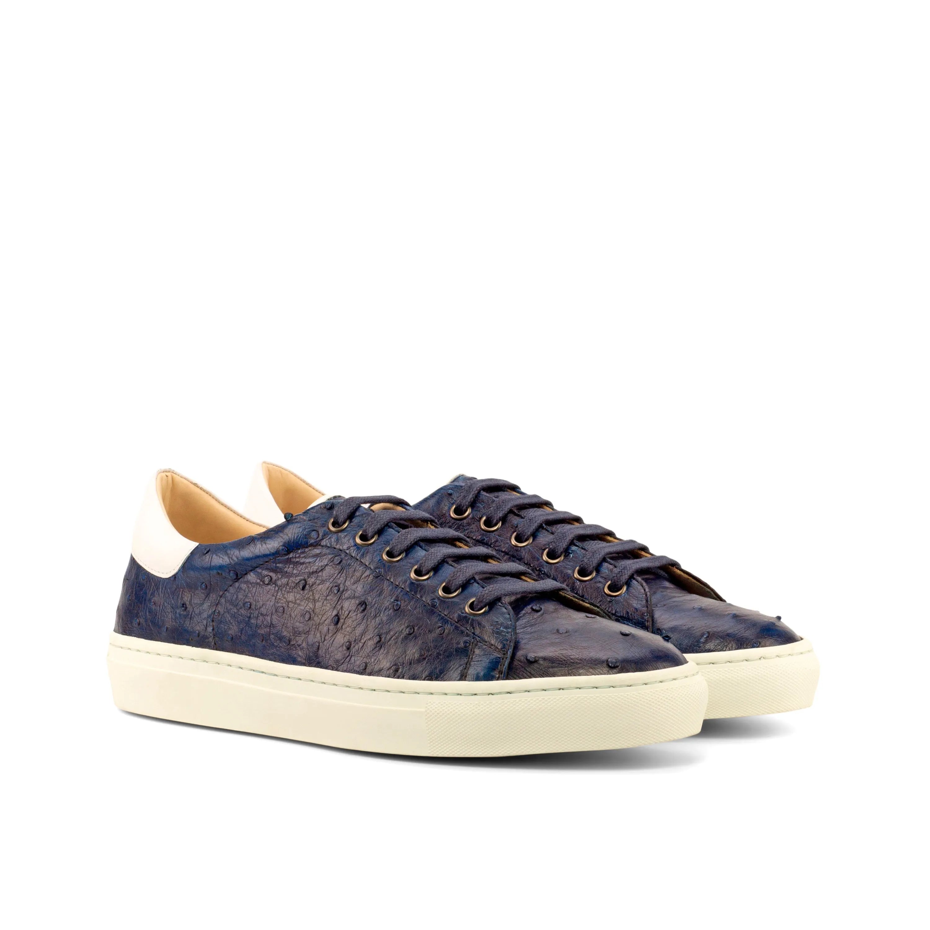 Blue Ostrich Leather Sneakers from Honovi Trainer Ostrich, a stylish cupsole trainer option