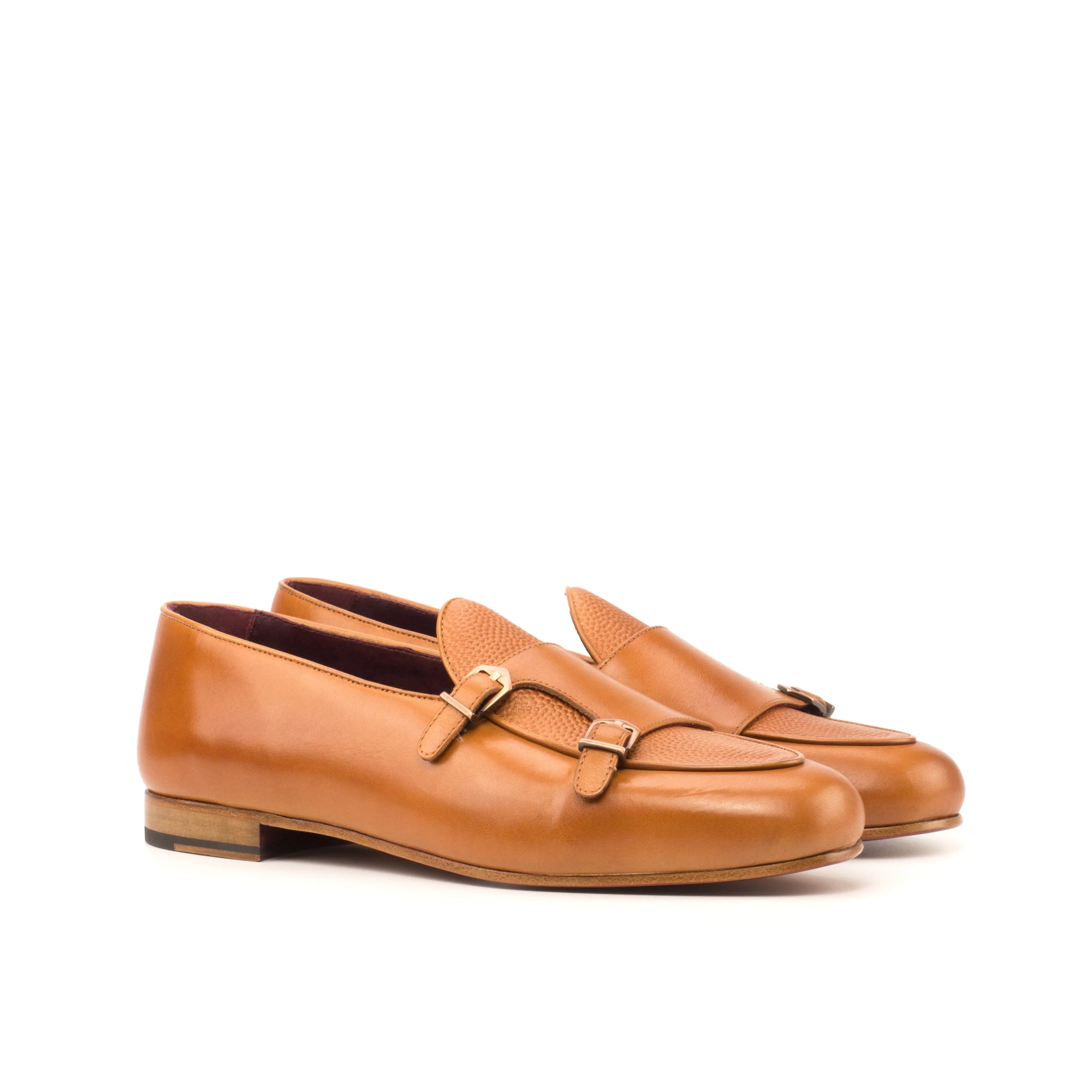 Tan Ibb Belgian monk slipper with buckle and wooden sole