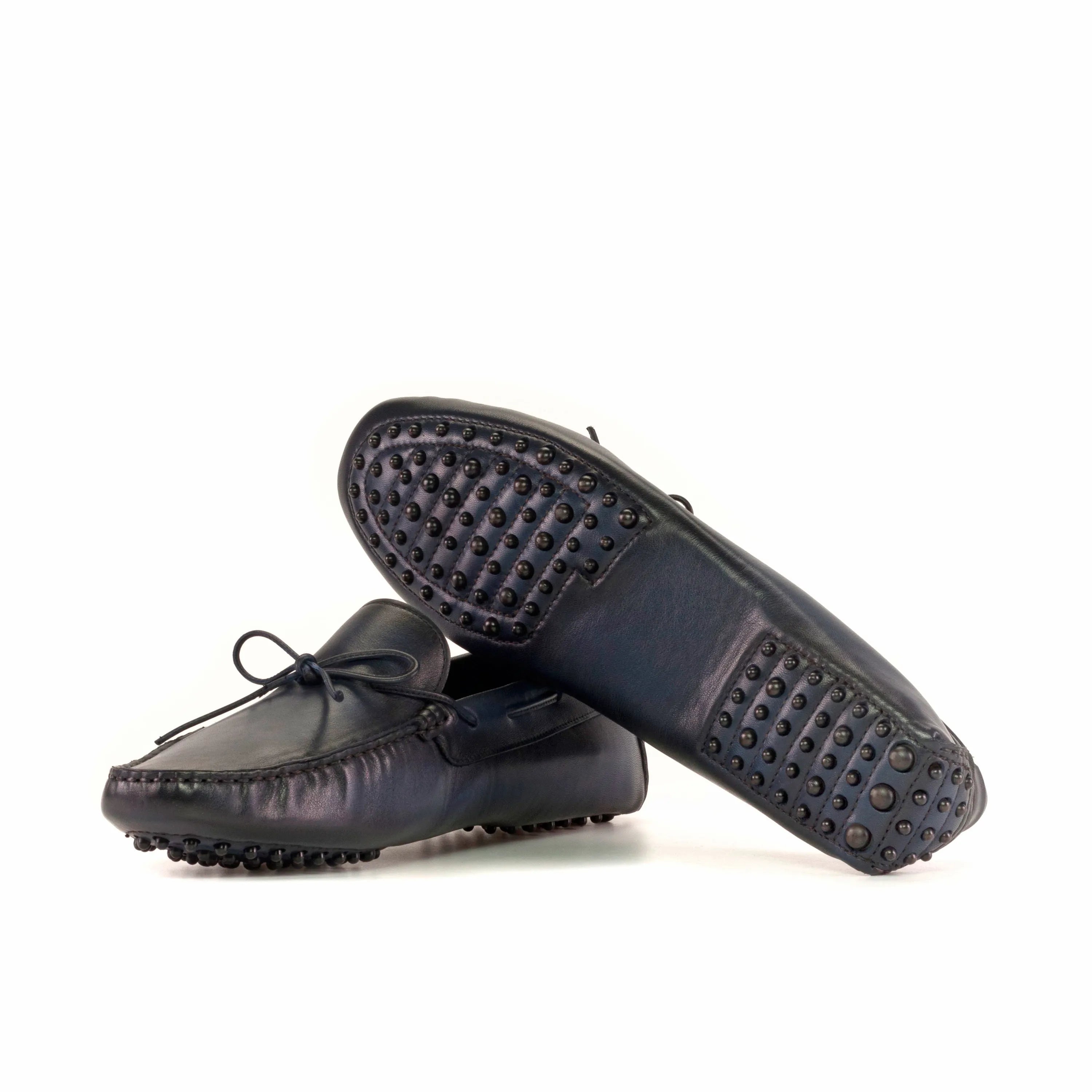 Black leather driving shoes from Imperial Driver, luxury bespoke shoes for men