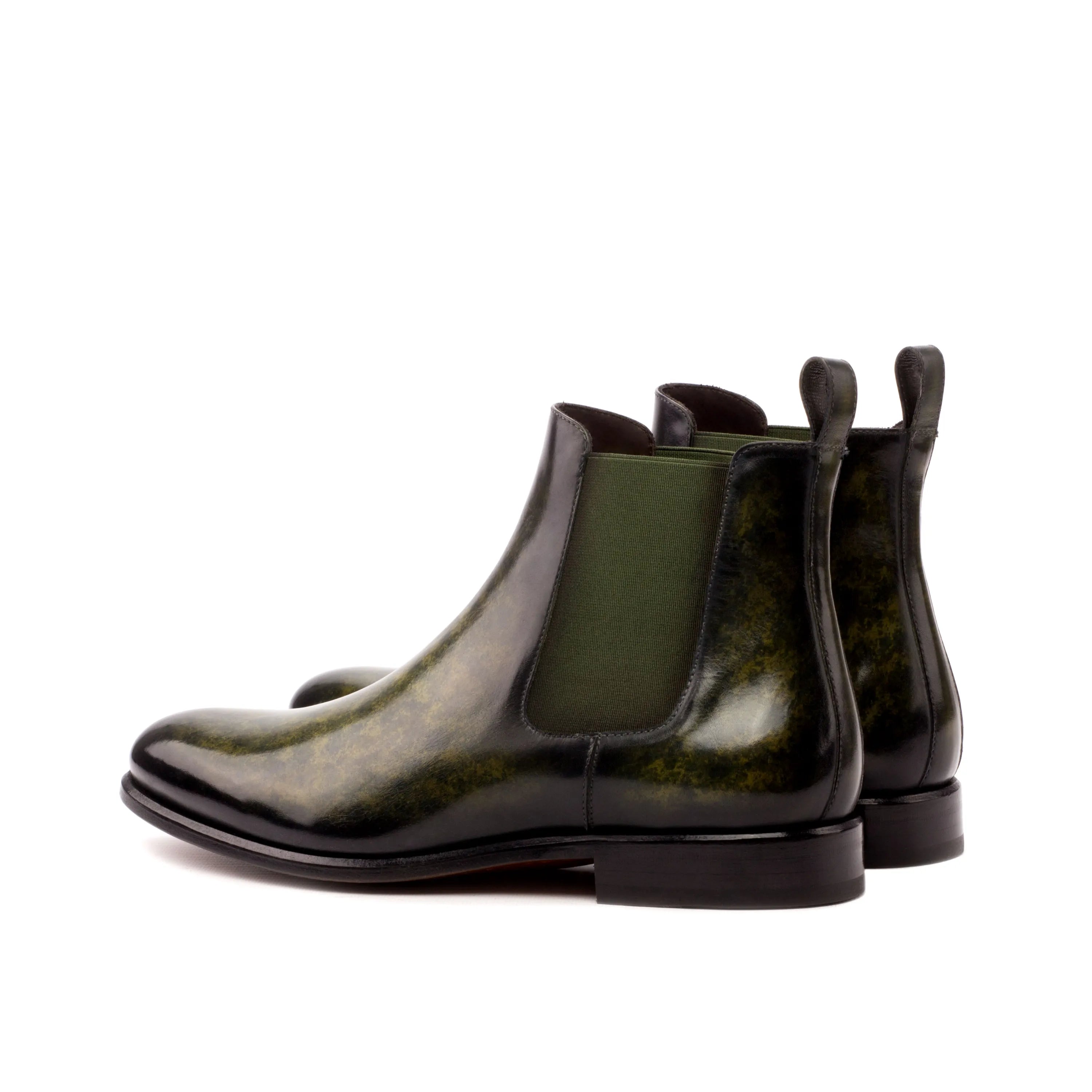 Green leather Irish Frank Chelsea Boots, showcasing the stylish Frank Chelsea Boot design