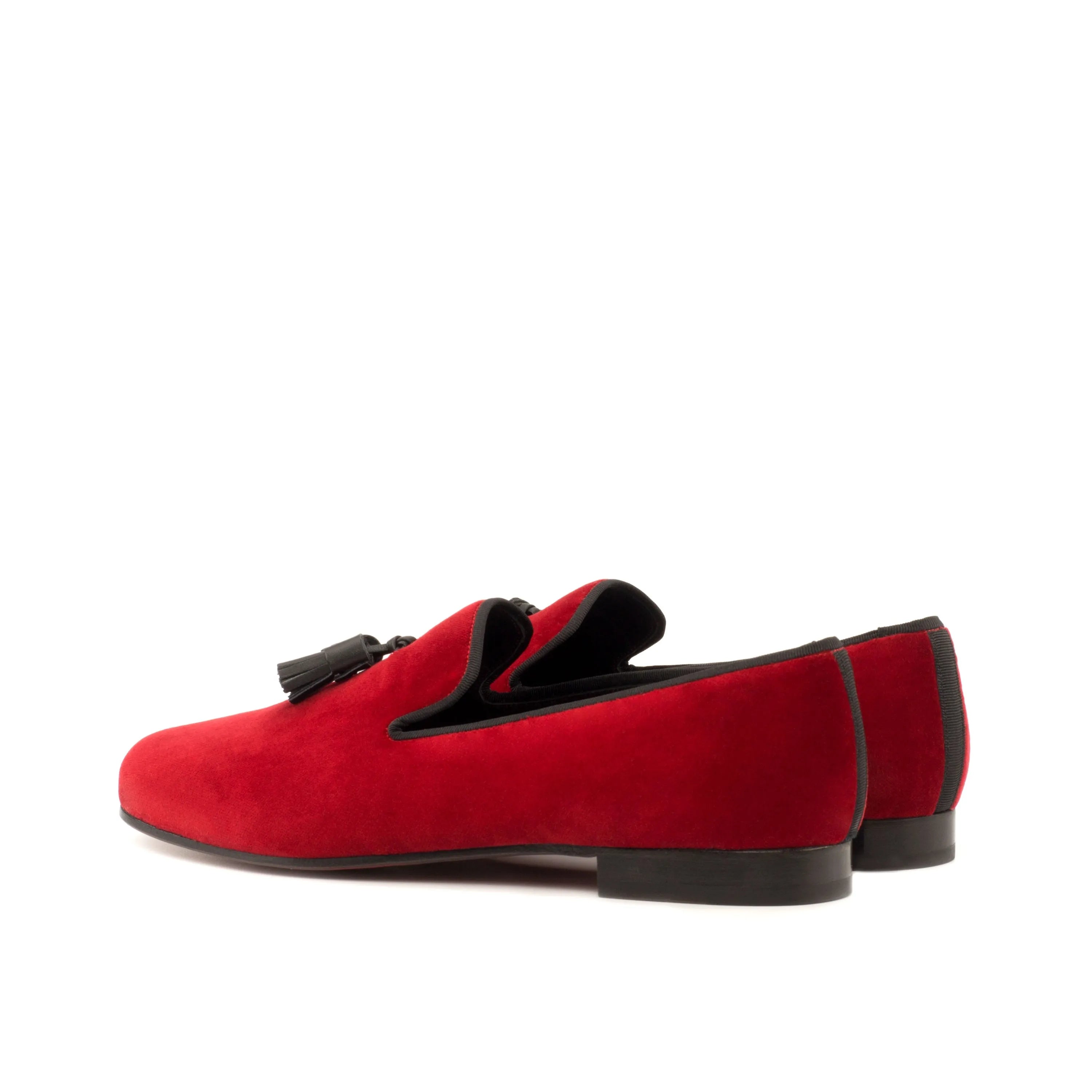 Red velvet tassel loafers from the Ivymain Wellington slipon collection