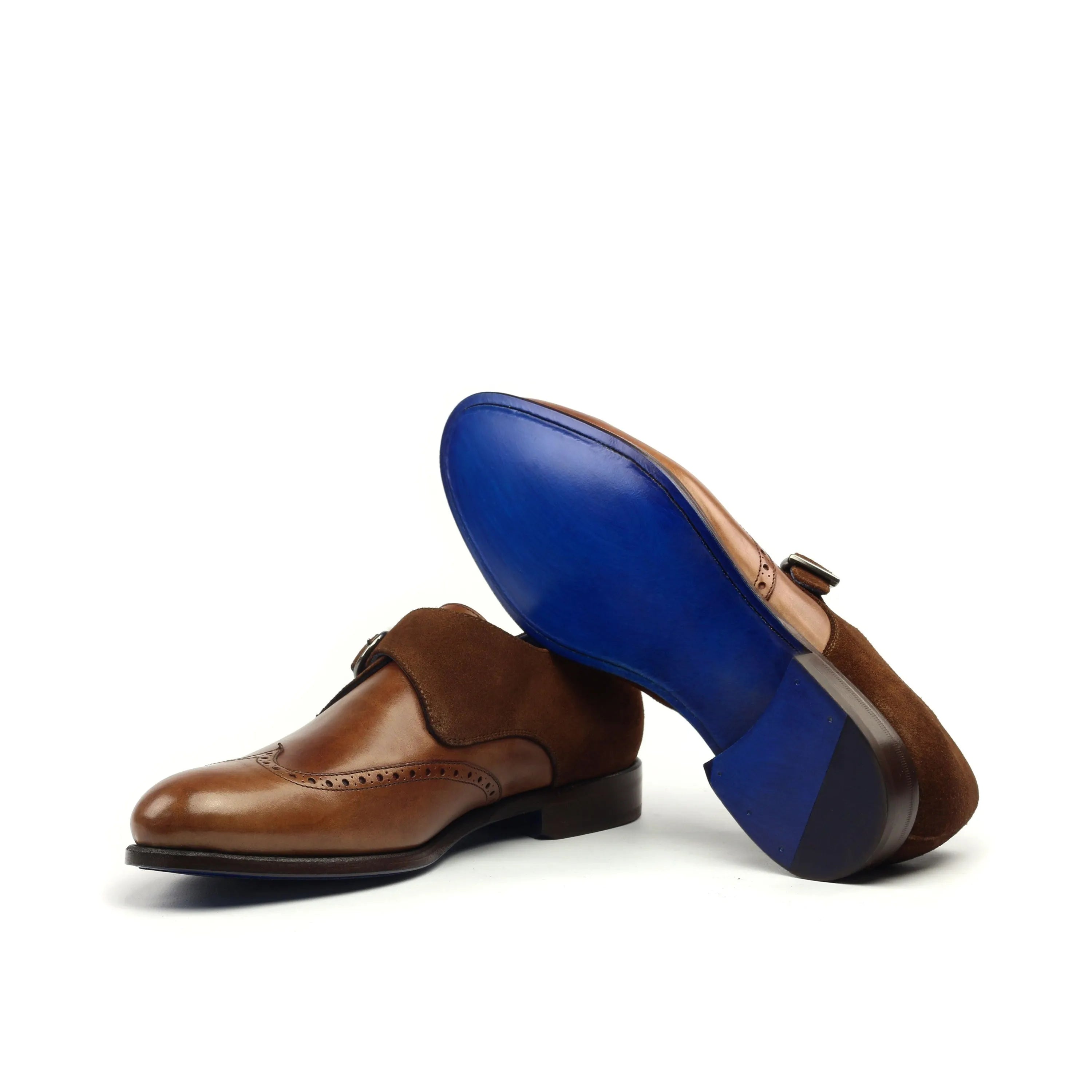 Brown leather monk strap shoes, Jabrann Single Monk, in medium brown shade