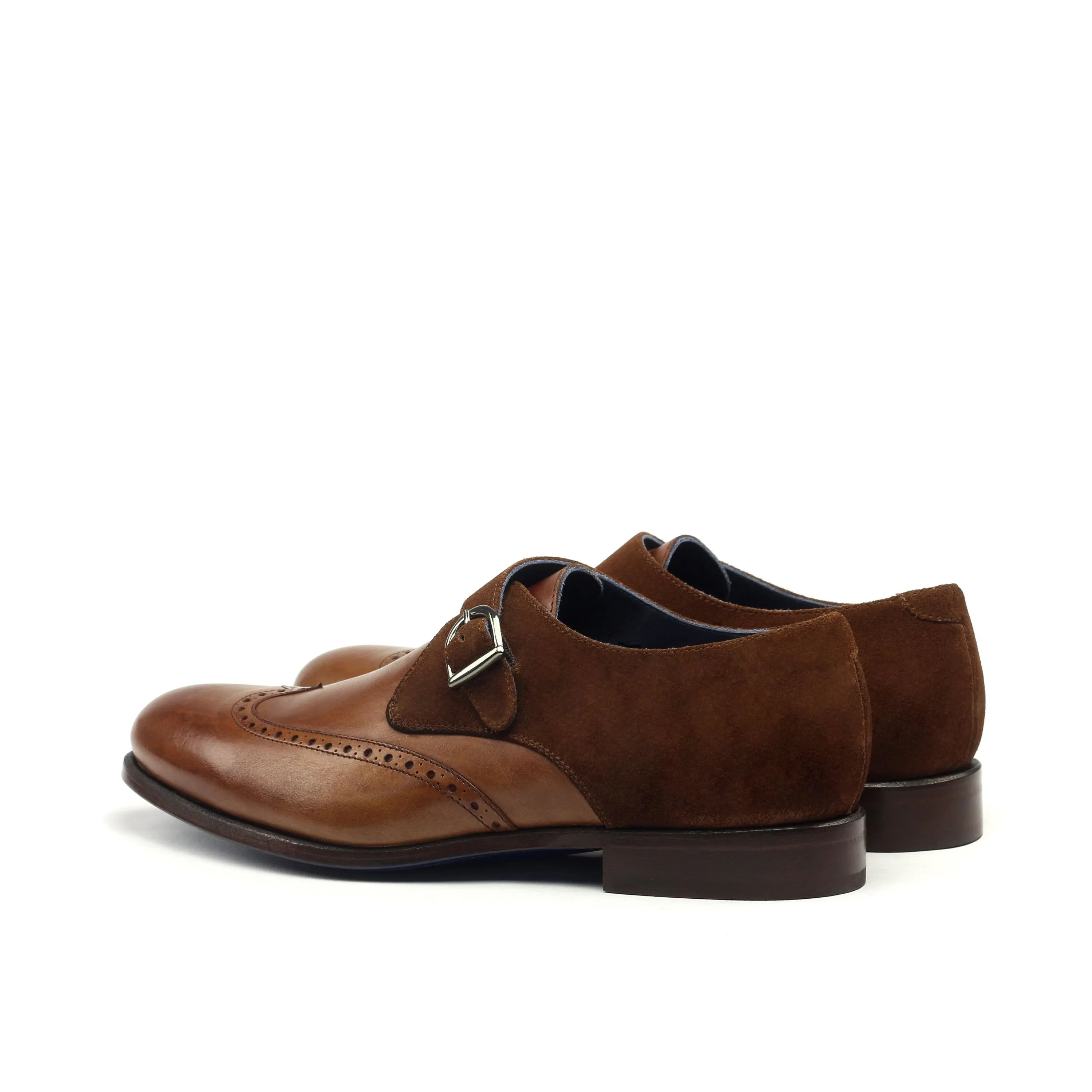 Brown leather and suede monk strap shoes, Jabrann Single Monk in medium brown design