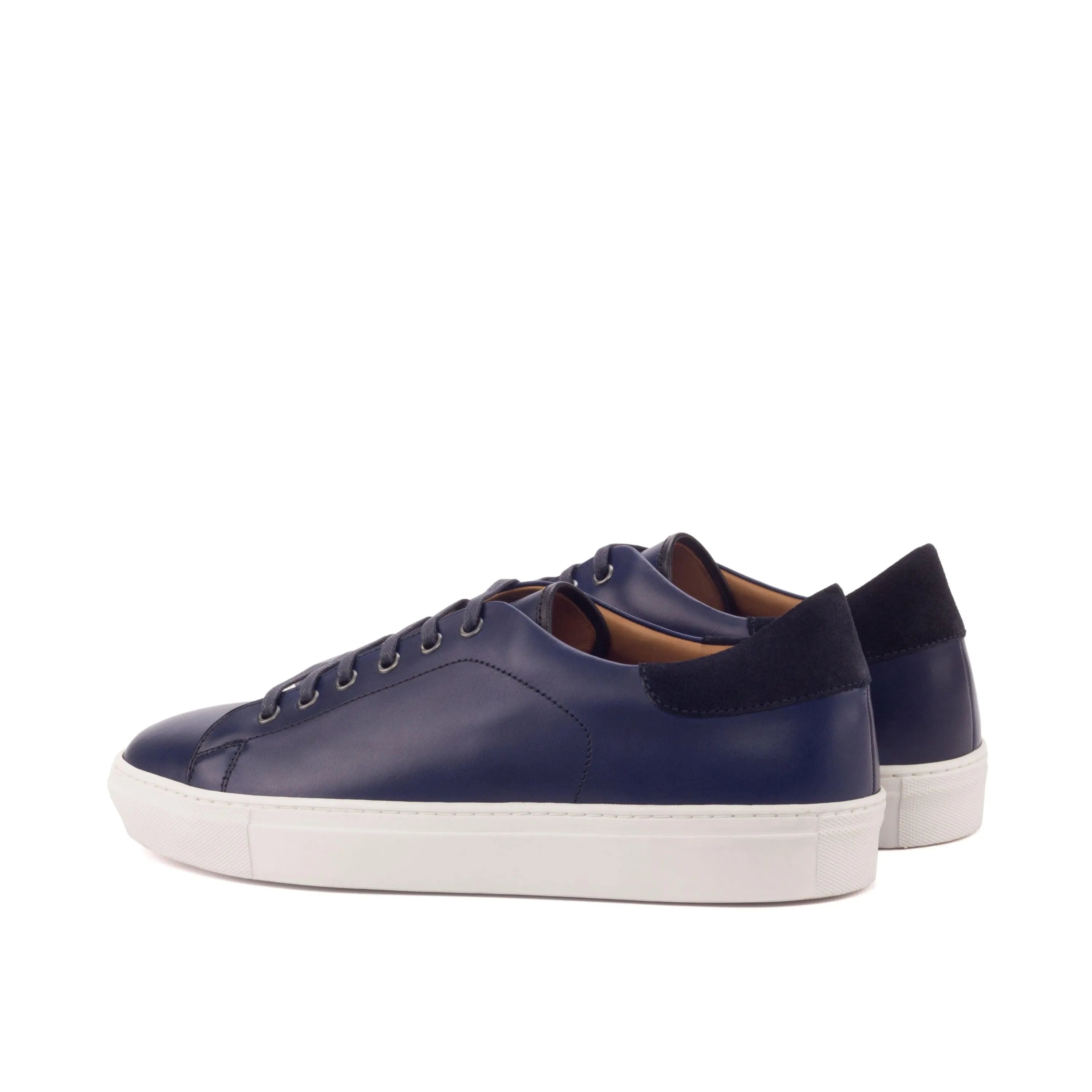 Blue leather Jad Trainer Sneaker with white soles for stylish comfort