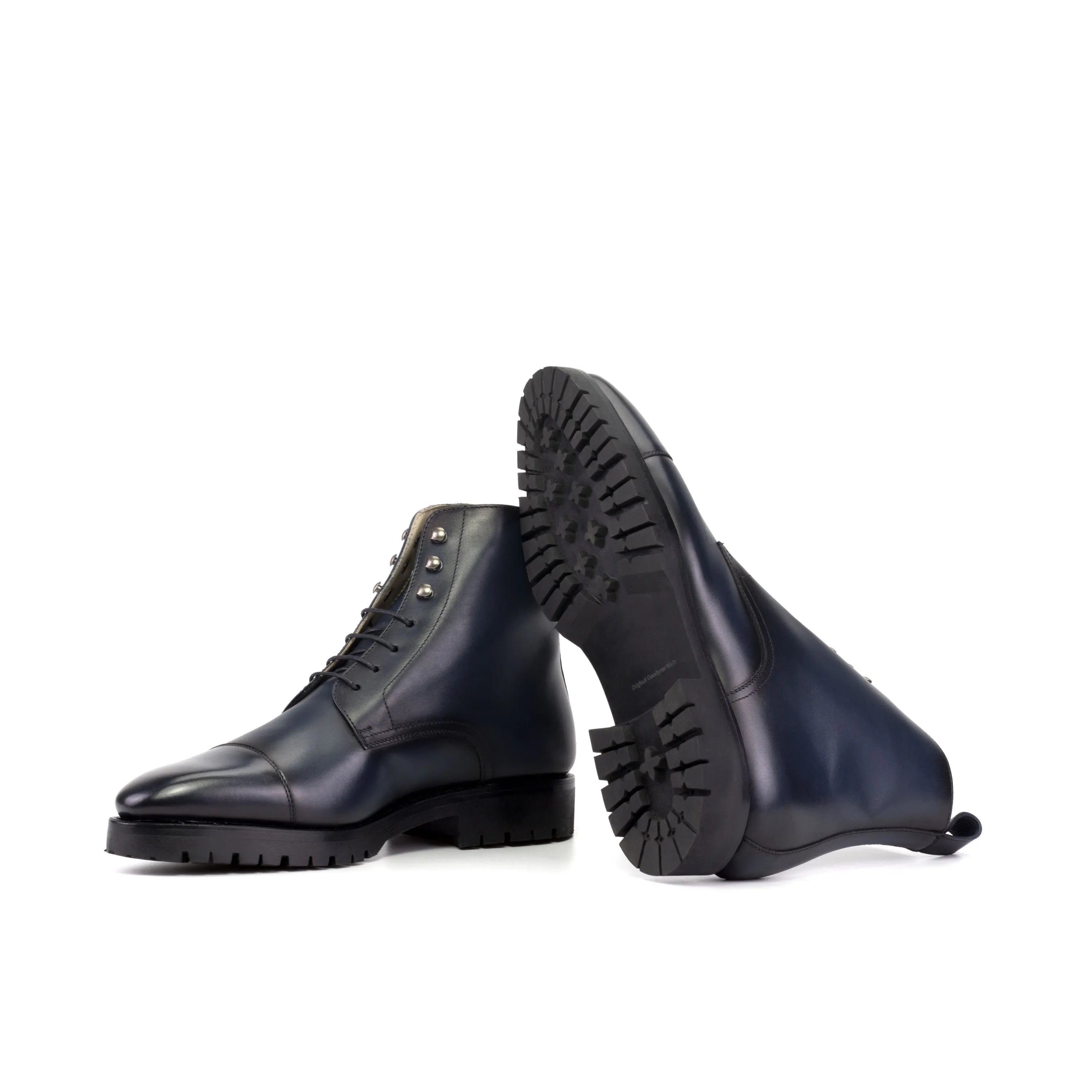 Pair of blue leather Jag59 Jumper Boots II, perfect for stylish and comfortable wear