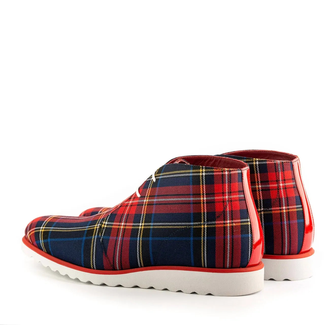 Tartan plaid ankle boots, Jamison Chukka, luxury bespoke shoes for men