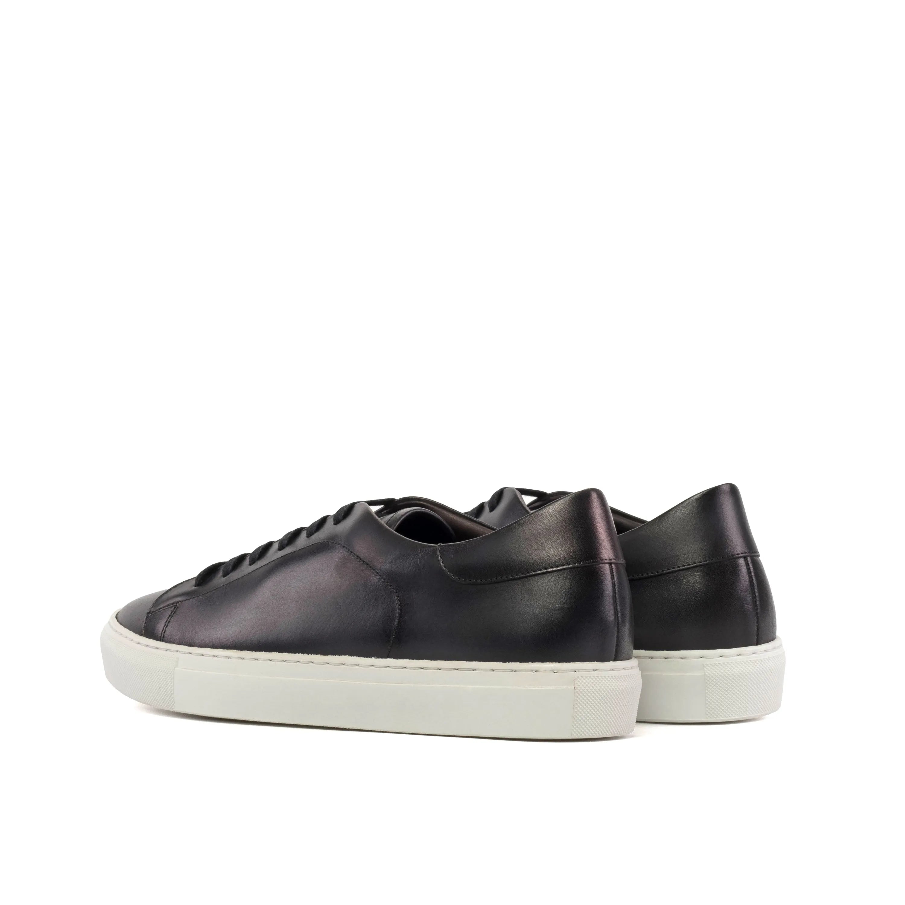 Black leather Java Trainer Sneaker with white cupsole, perfect for the fast lane lifestyle