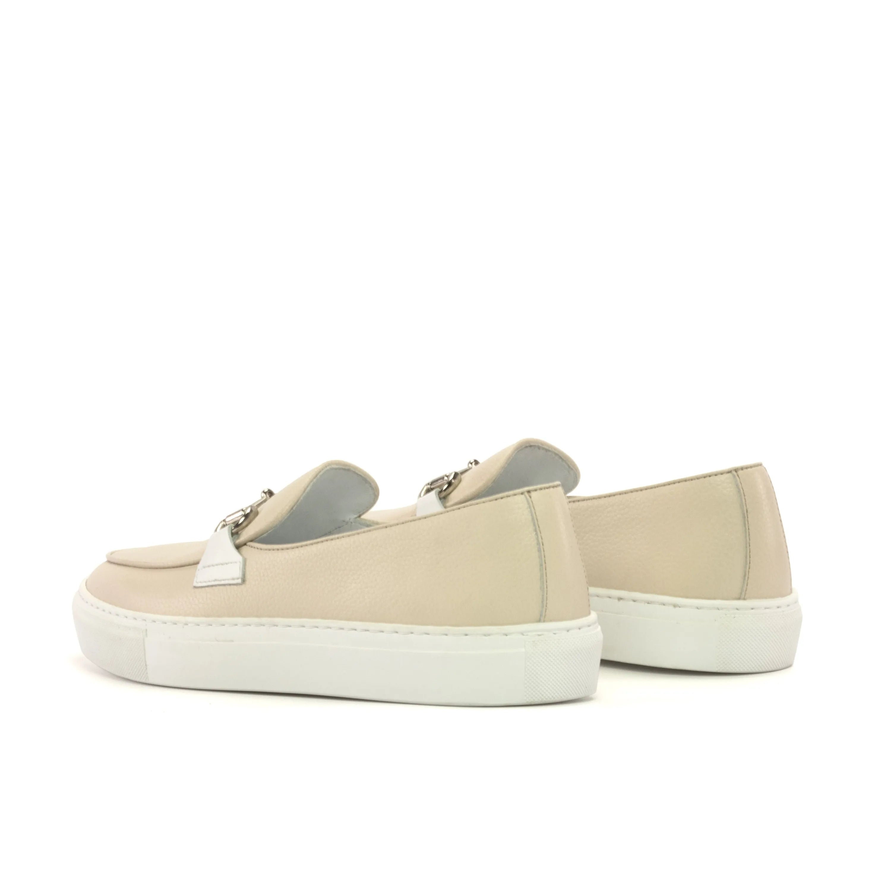 Beige leather platform loafers featured in the Jbien Belgian sneaker collection