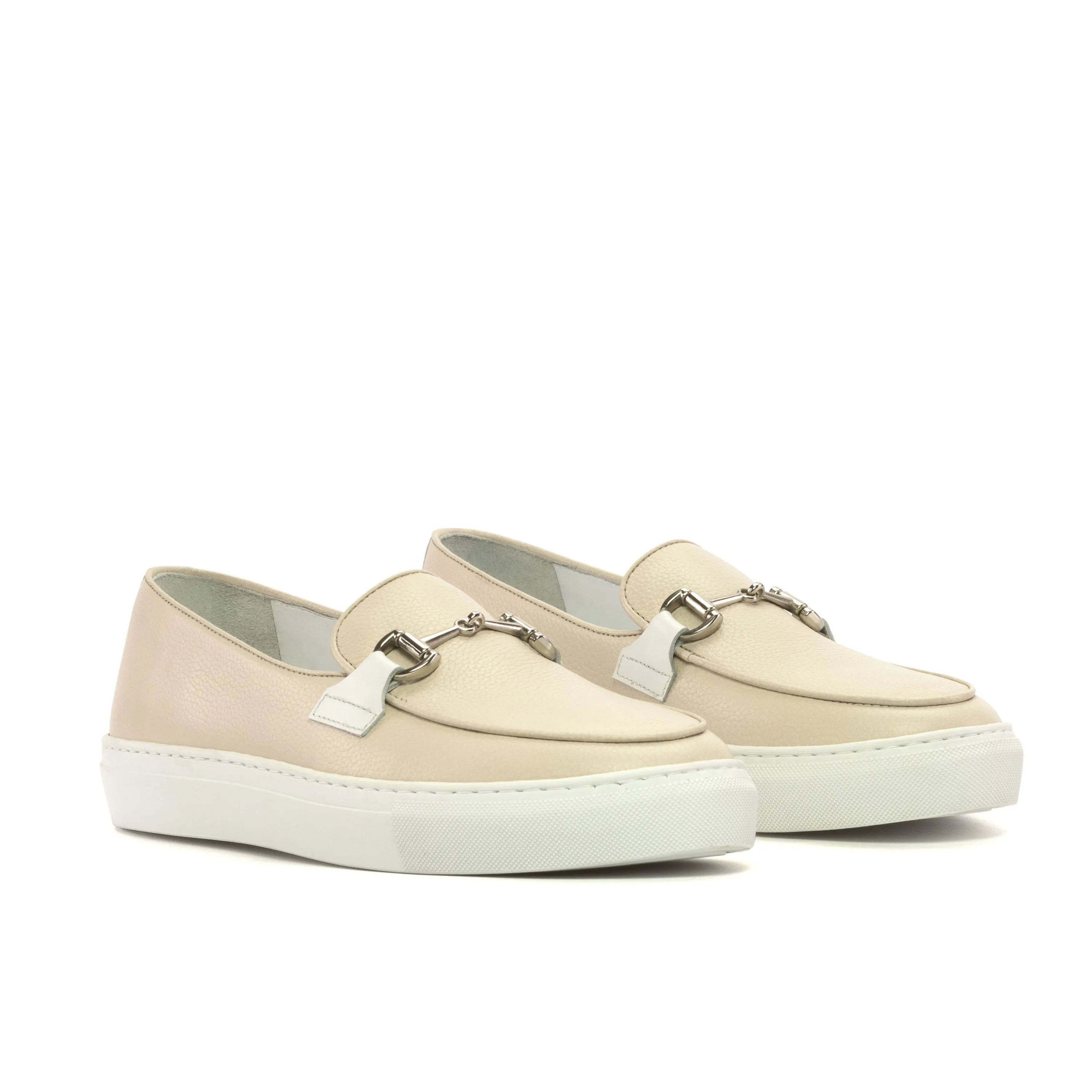 Beige leather slip-on sneakers in Jbien Belgian sneaker style for a chic look