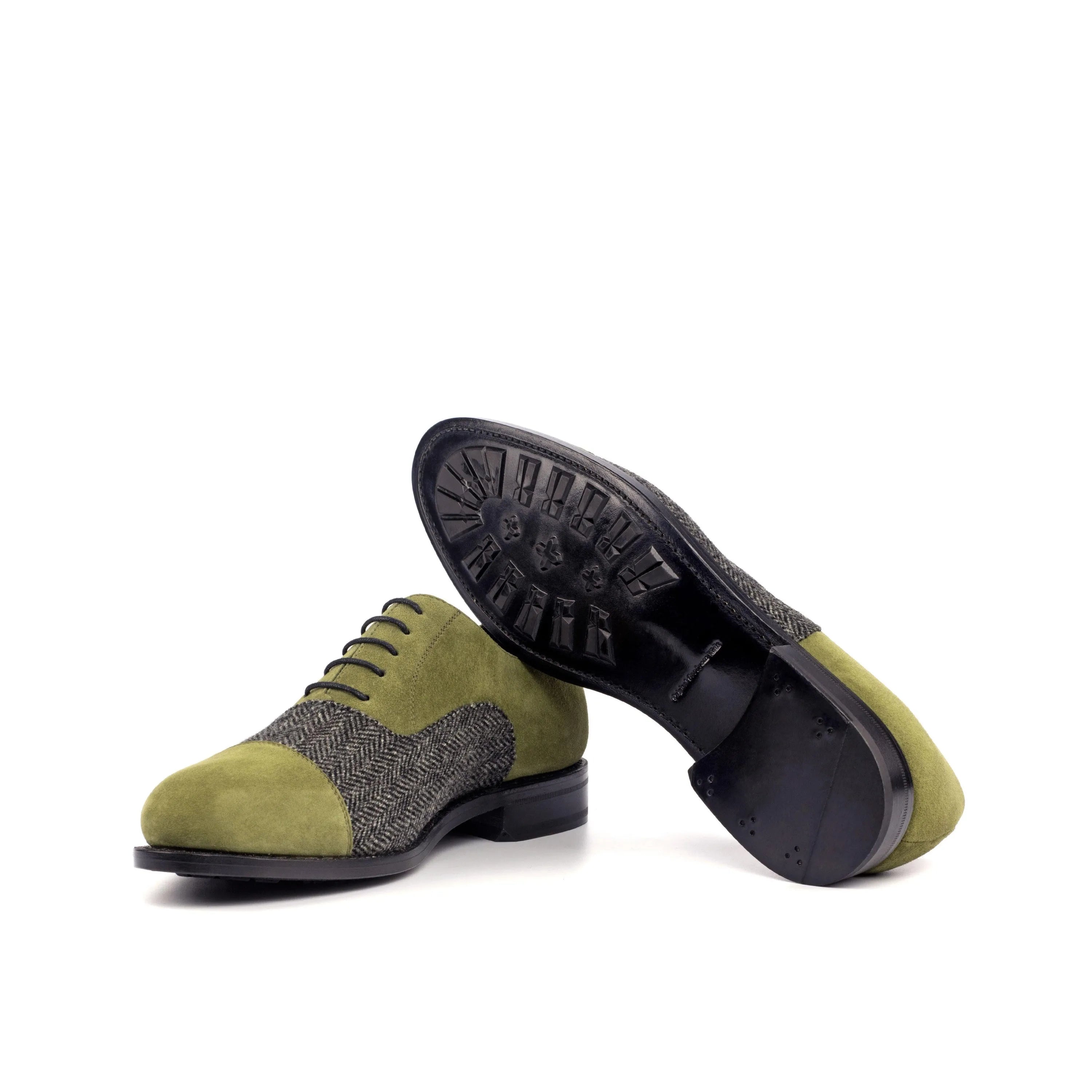 Olive green herringbone Jerold Oxford Shoes, stylish single monk shoes for formal occasions