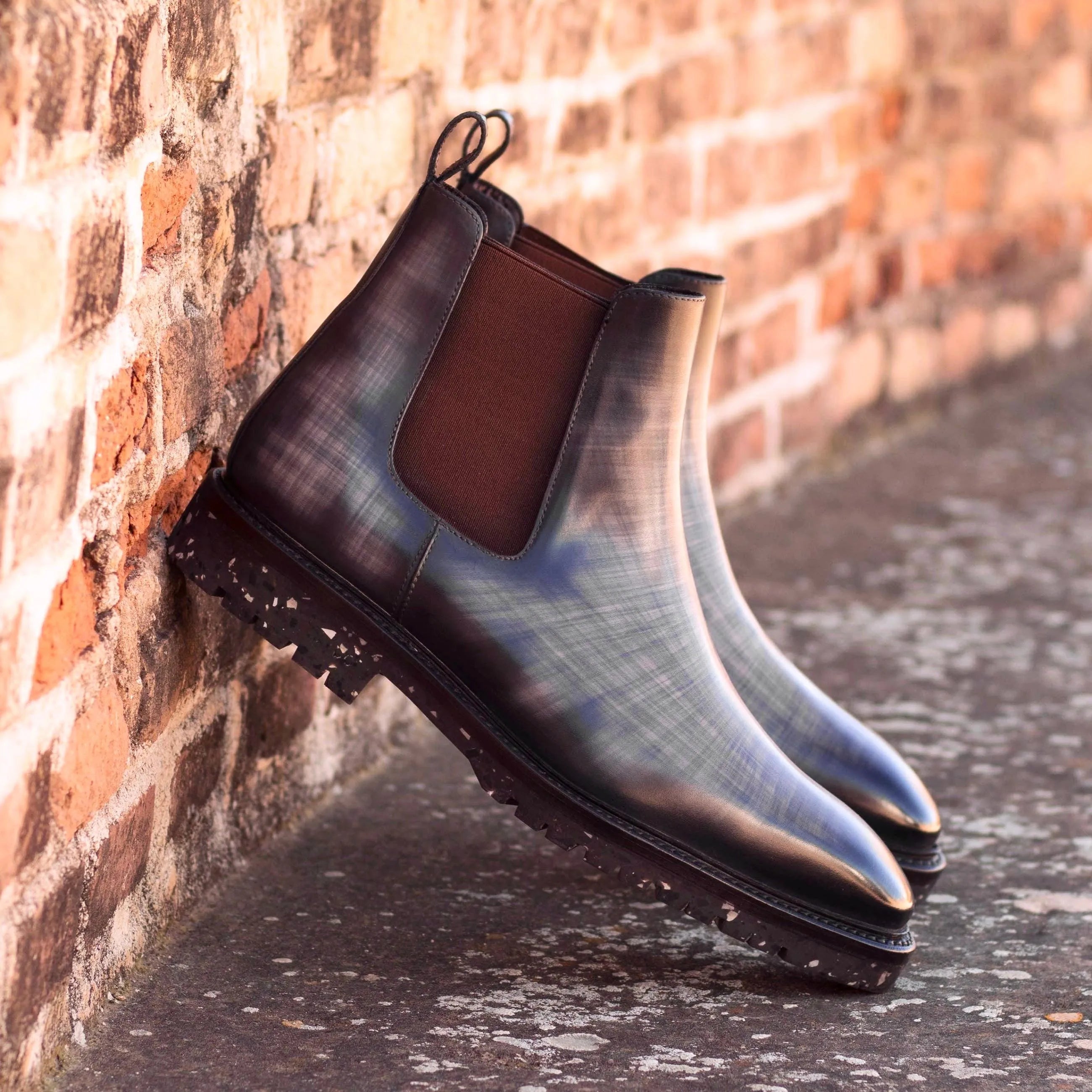 Jorgino Patina Chelsea Boots showcasing elegant leather craftsmanship and style