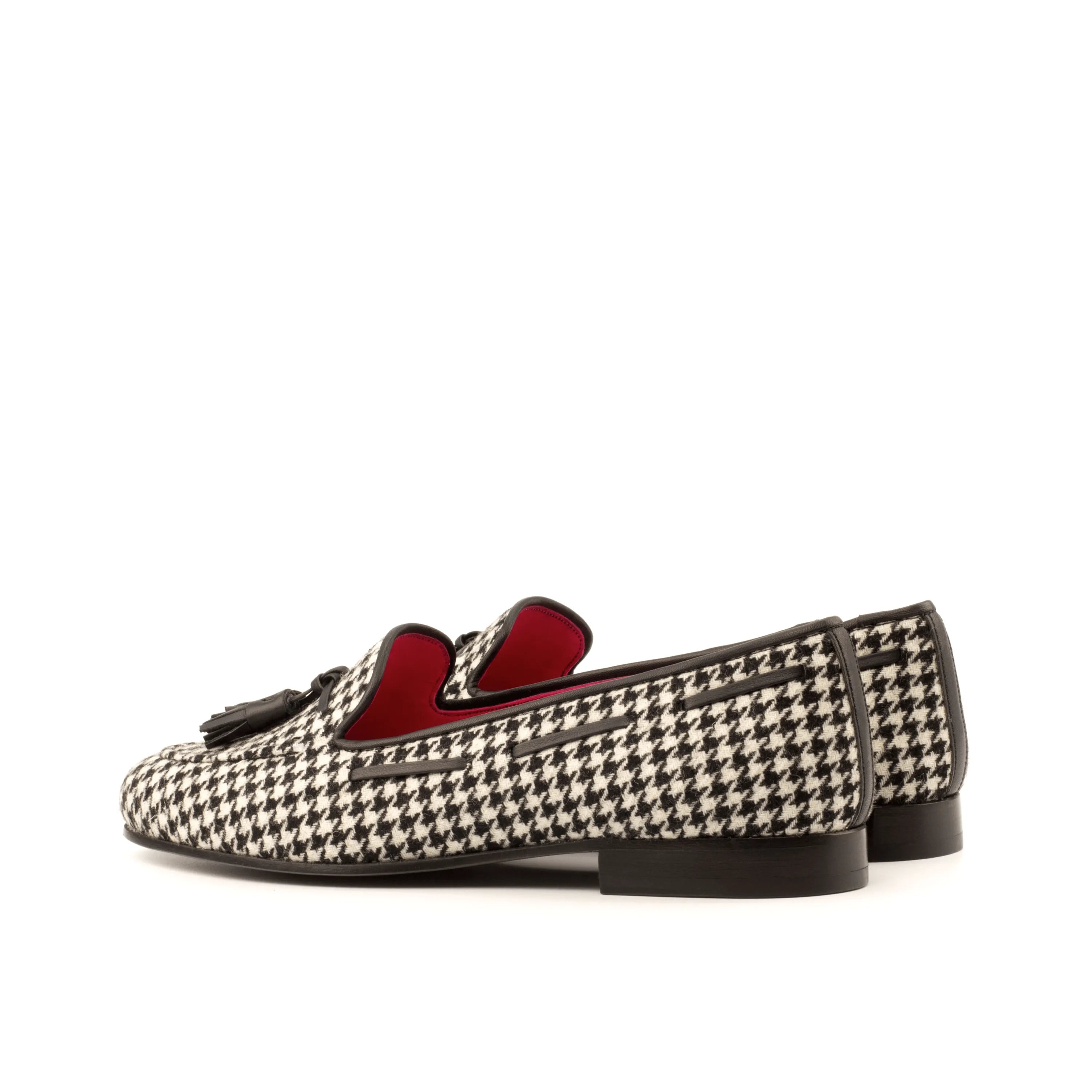 Houndstooth patterned tassel loafers in calf leather from Julia Rose Ladies collection