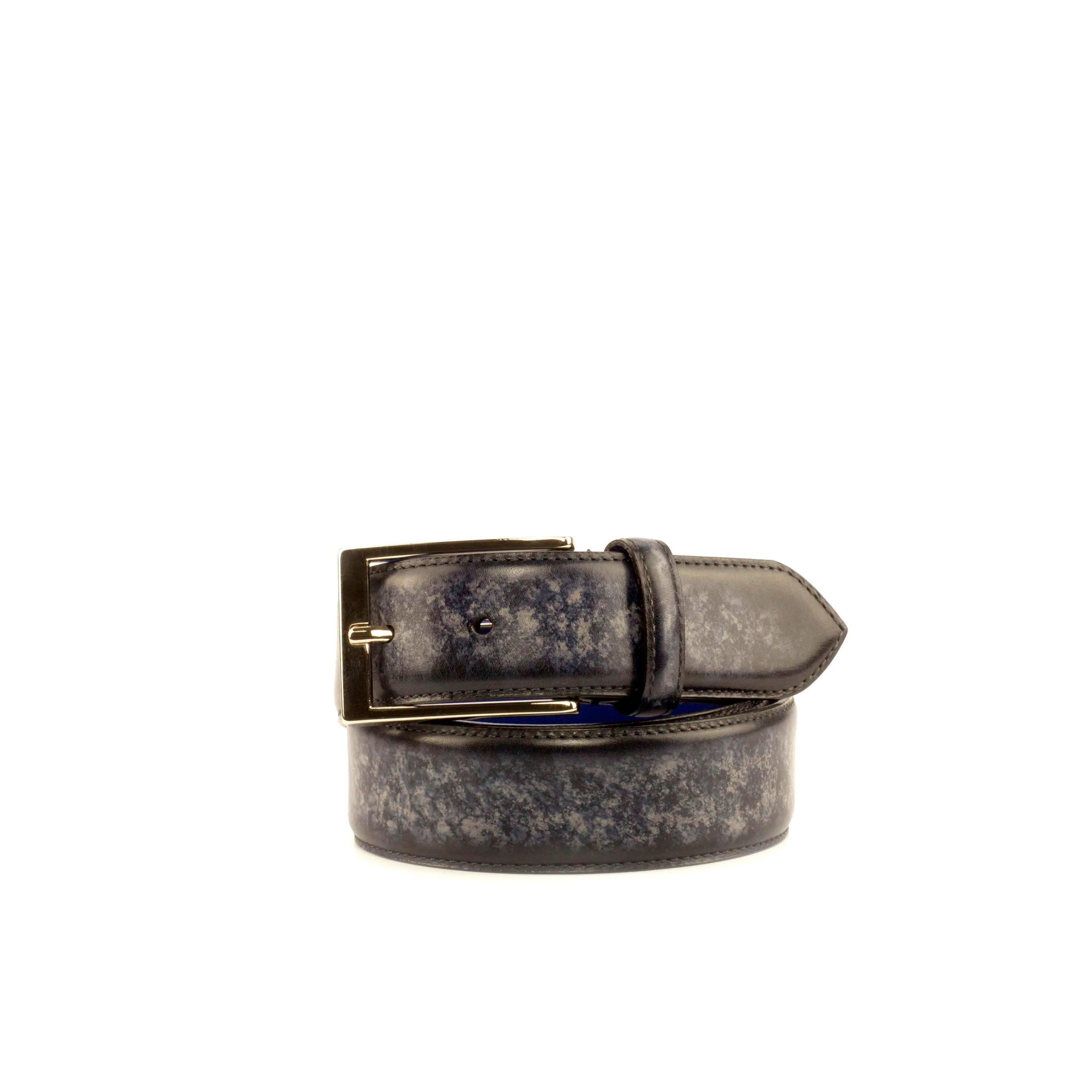 Rolled-up gray leather belt from Julianos Patina Hamptons collection