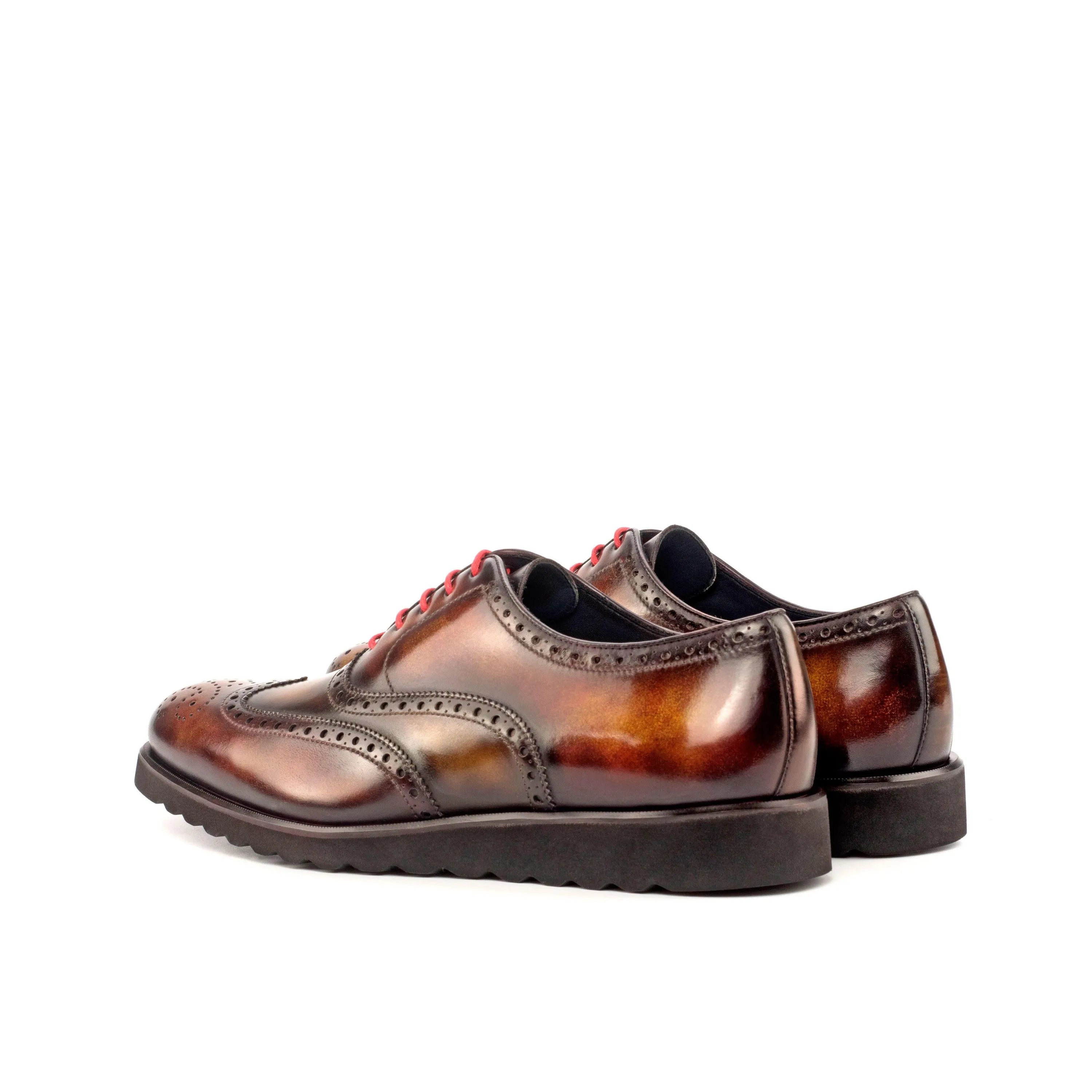 Brown leather wingtip dress shoes Junior Patina Full Brogue Shoes with exquisite crust patina