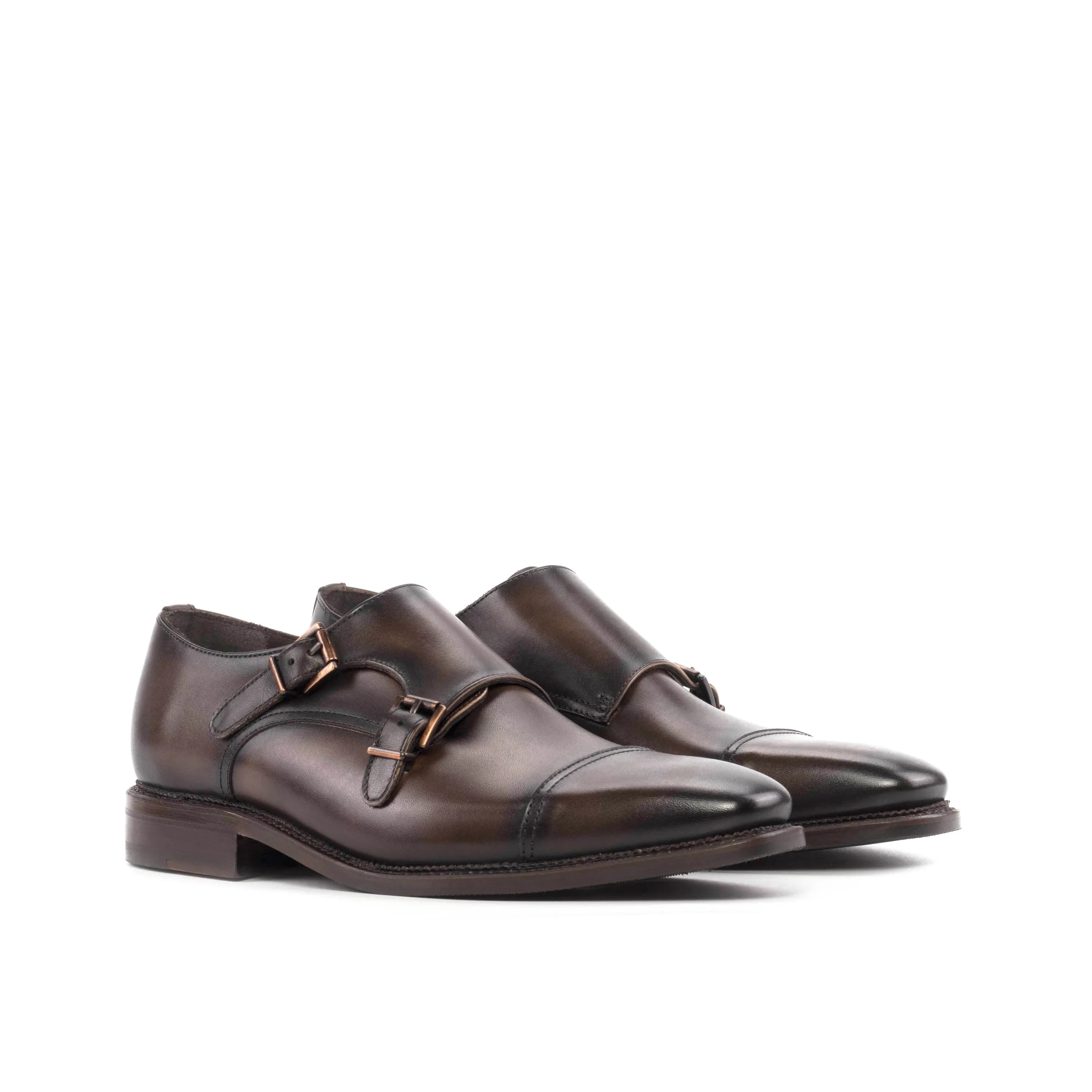 Pair of brown leather monk strap shoes from Jupiter Double Monk for stylish business days