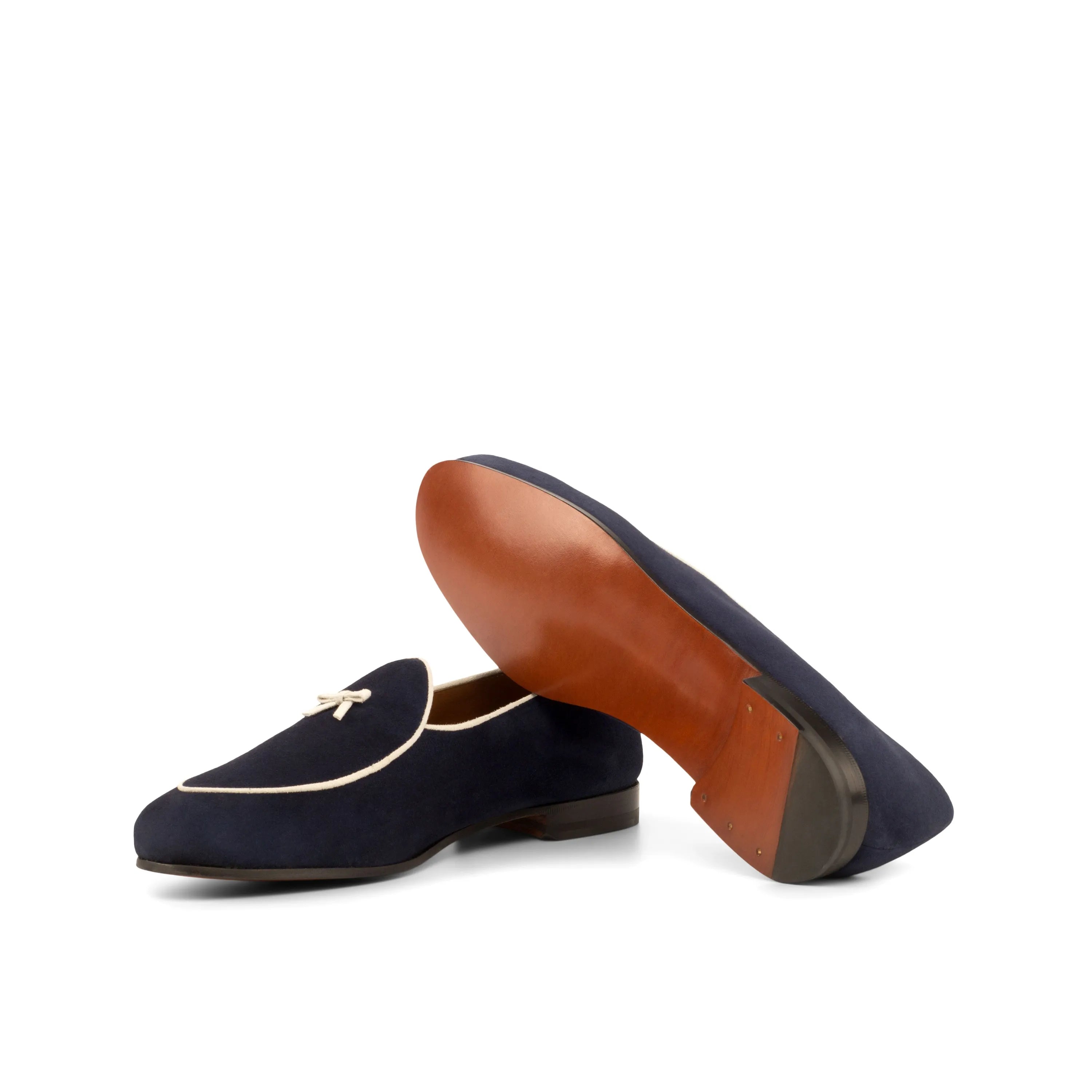 Navy blue velvet loafers from the Kannan Belgian Slipper II collection