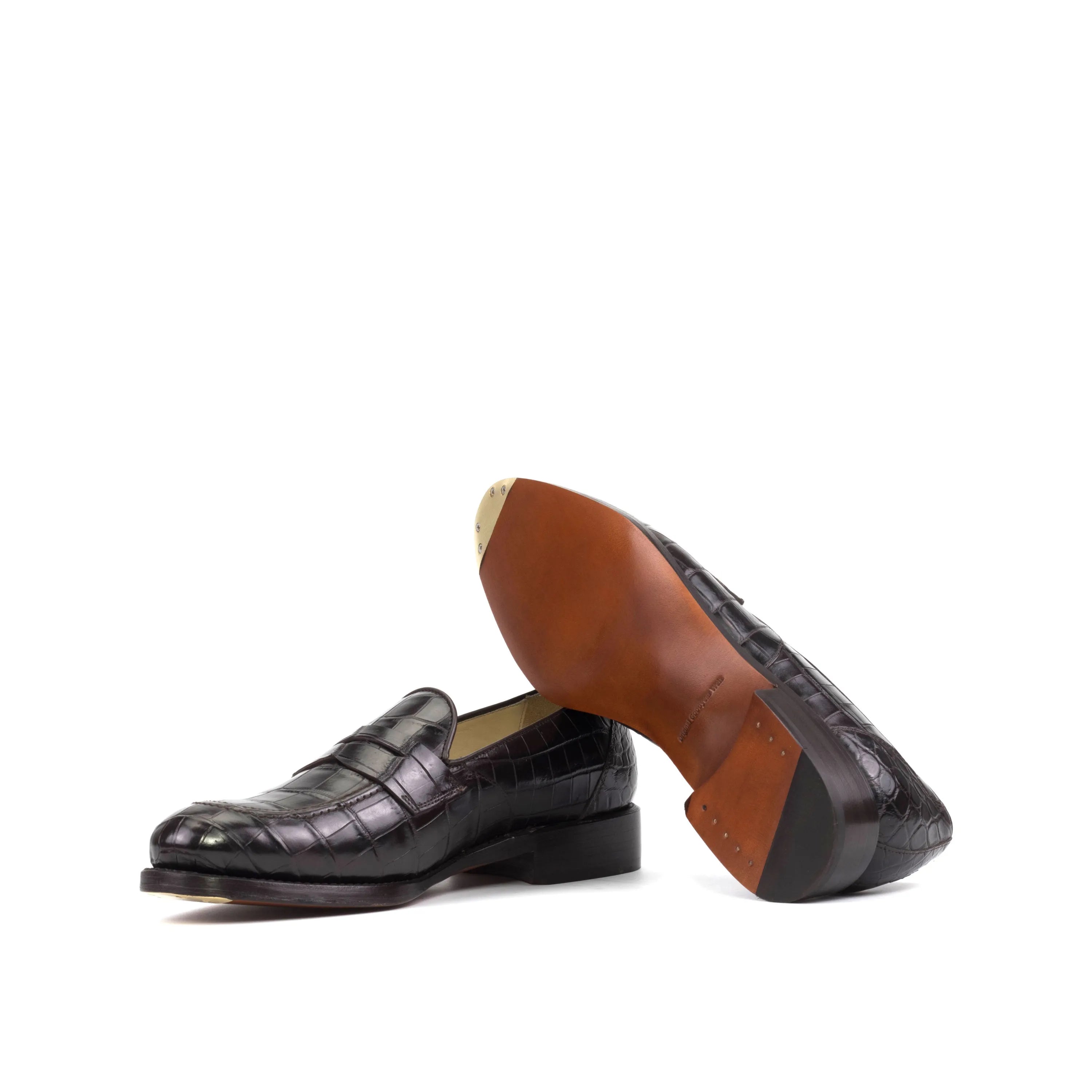 Black leather Karma Alligator Loafers II showcasing elegant alligator loafers design