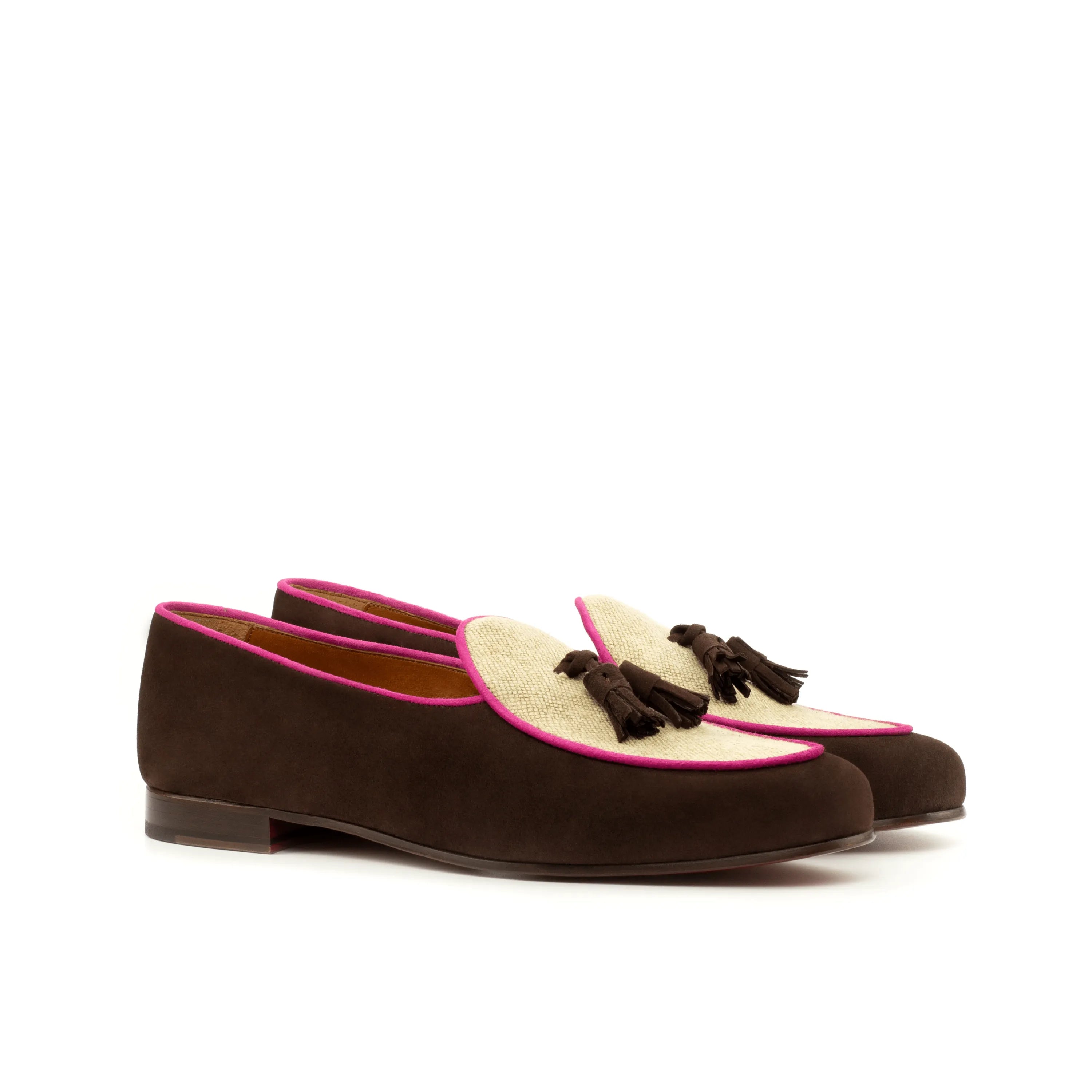 Brown and beige tassel loafers from the Karok Belgian Slipper collection