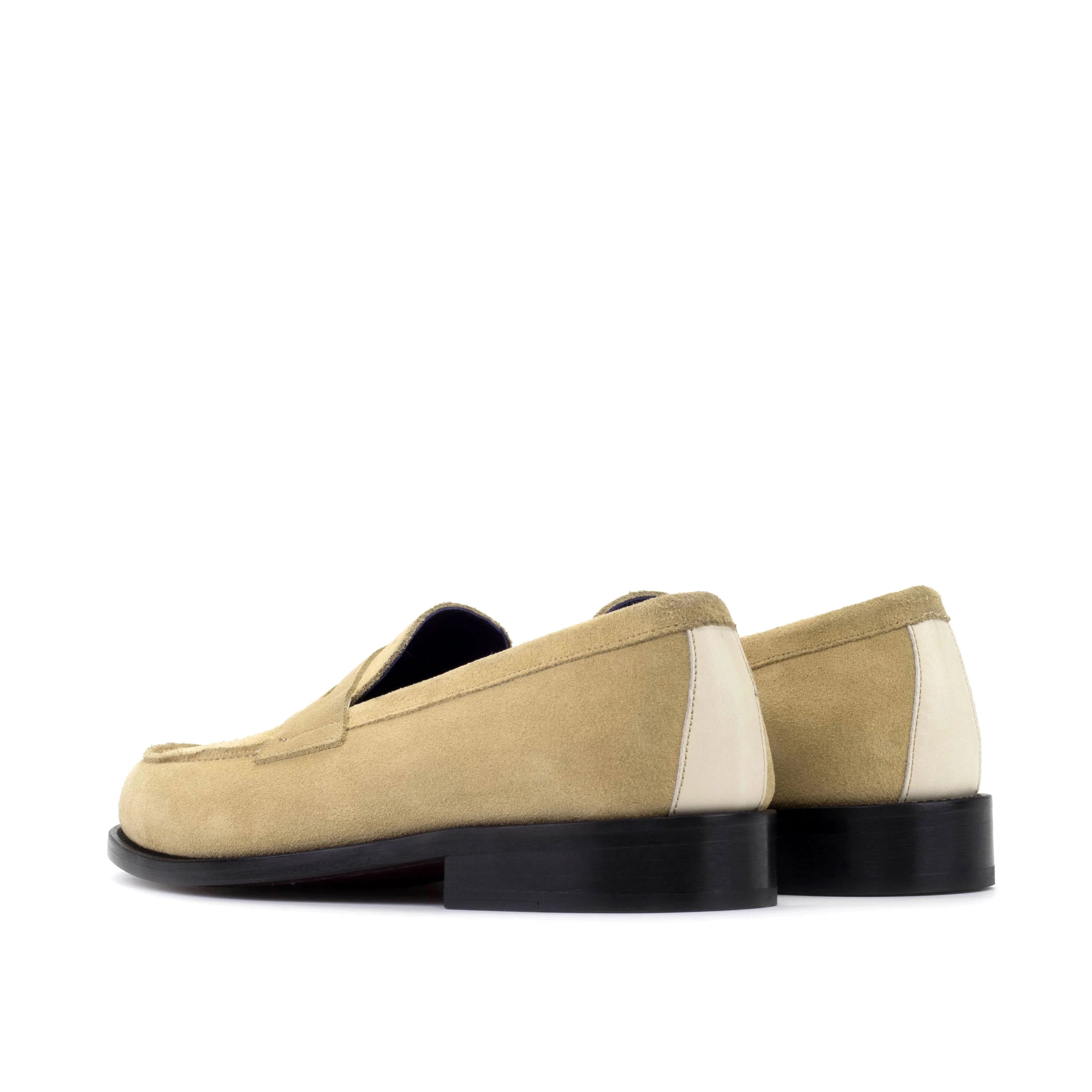 Kilzo penny loafers in beige suede with cream panel and black sole