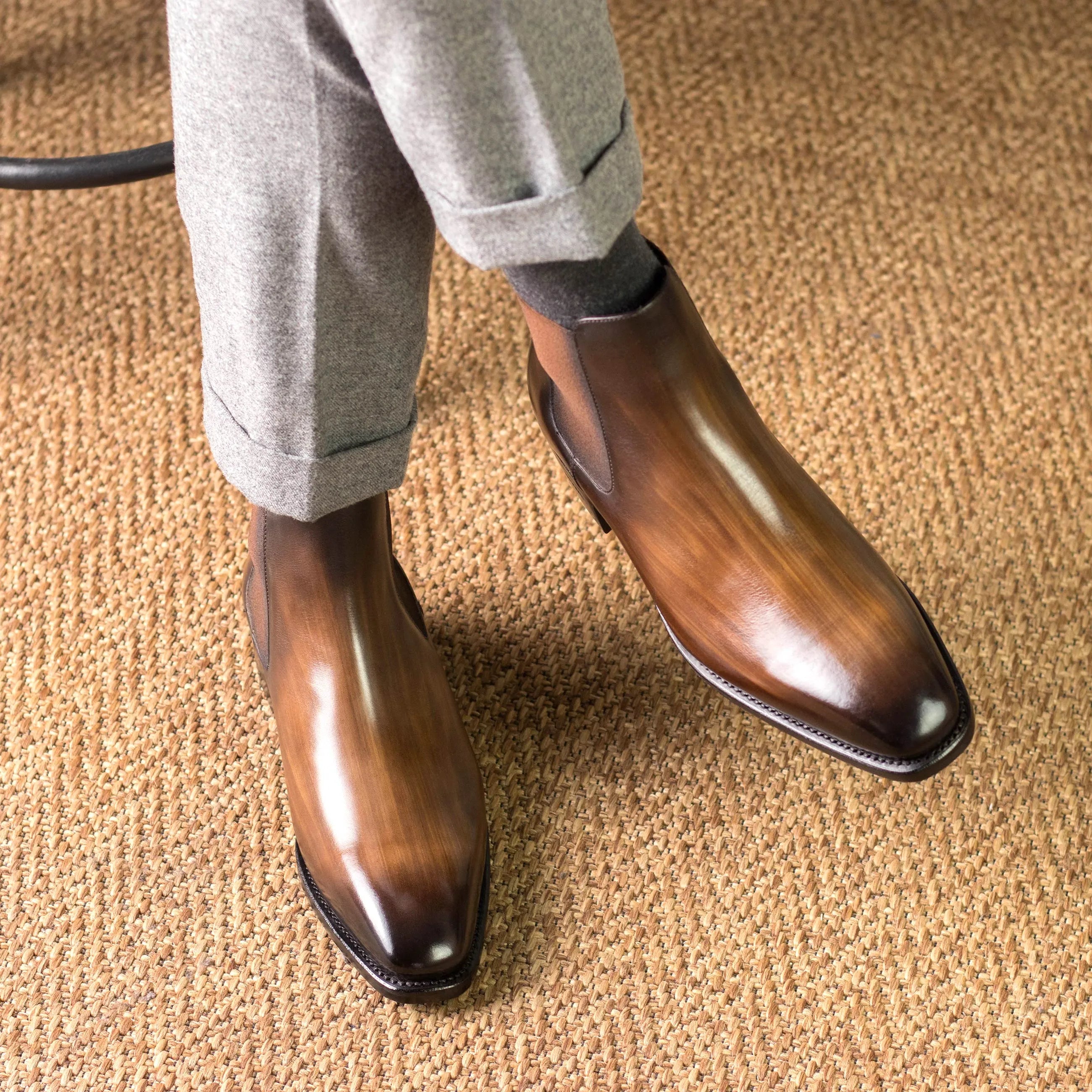 Brown Leather Kingcharl Patina Chelsea Boots with a sleek, stylish design