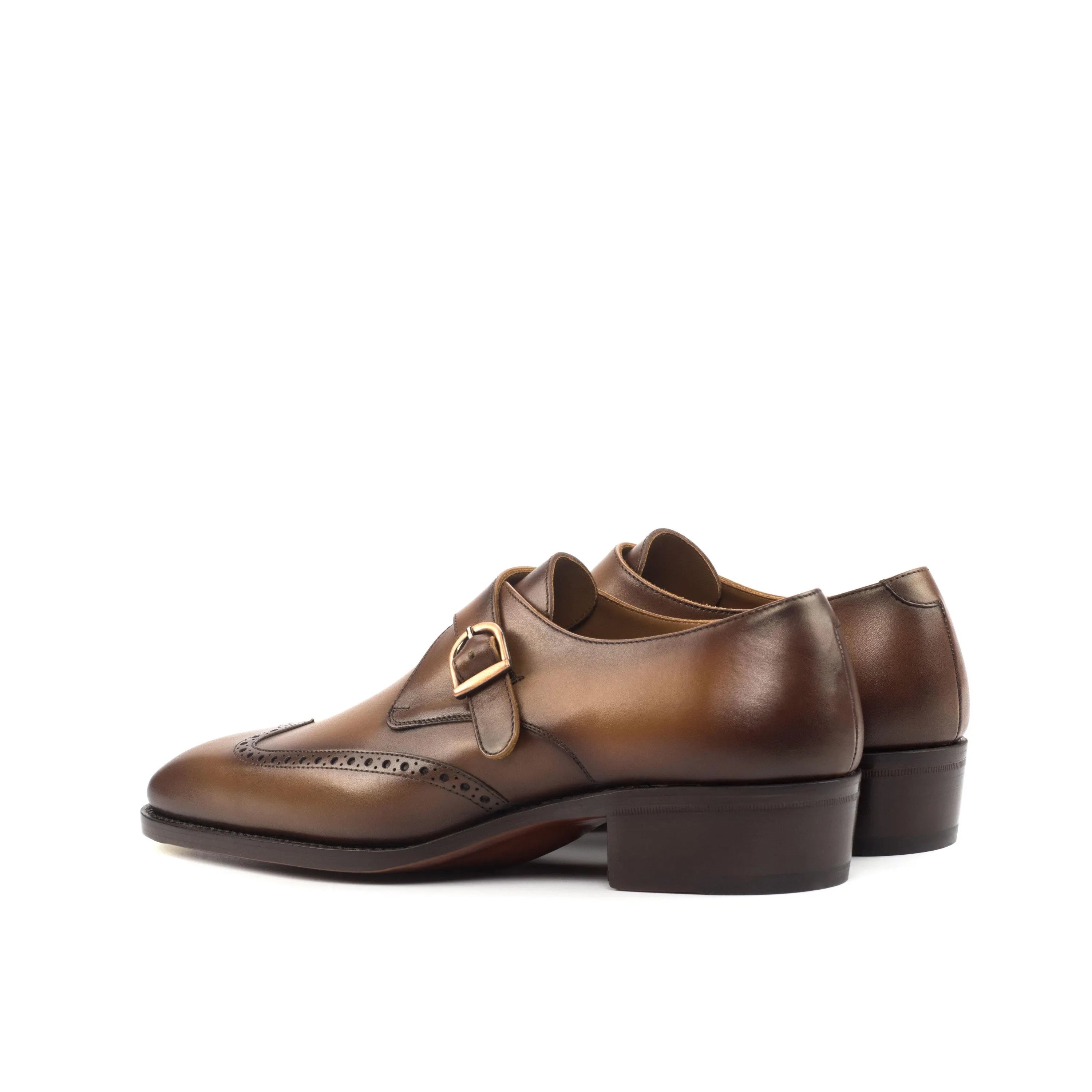 Brown leather Lambo Single Monk strap shoes for a sophisticated, stylish look