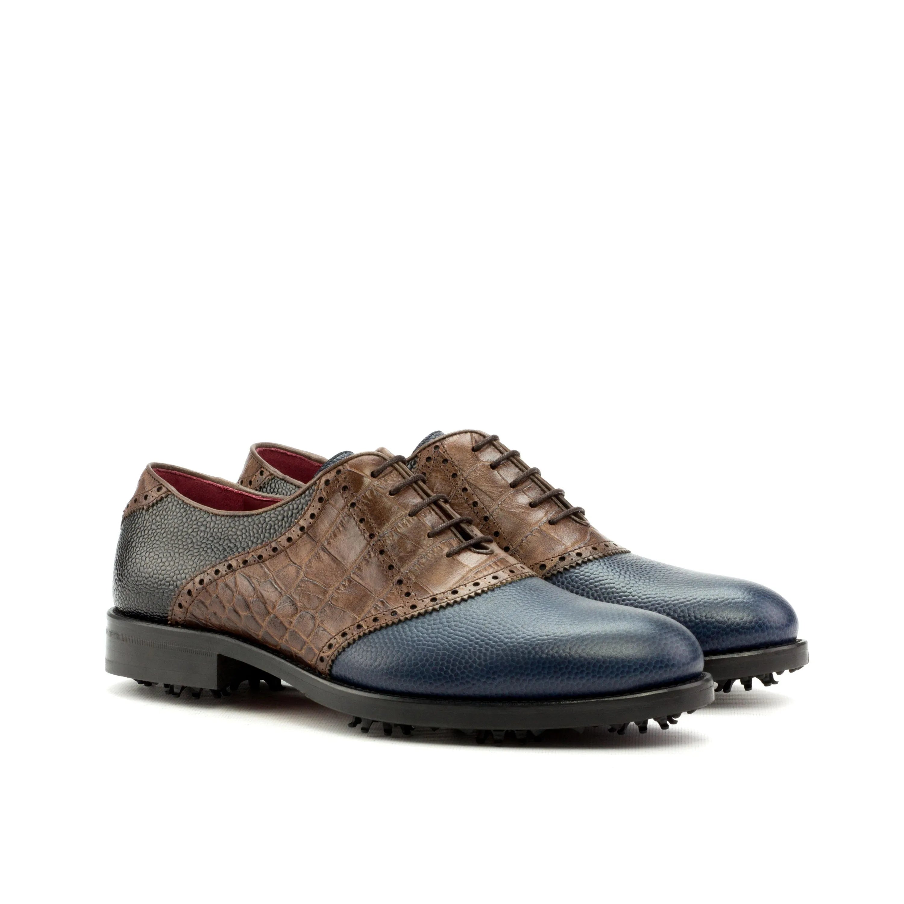 Two-tone leather Lanai Saddle Golf Shoes featuring pebble grain design for stylish performance