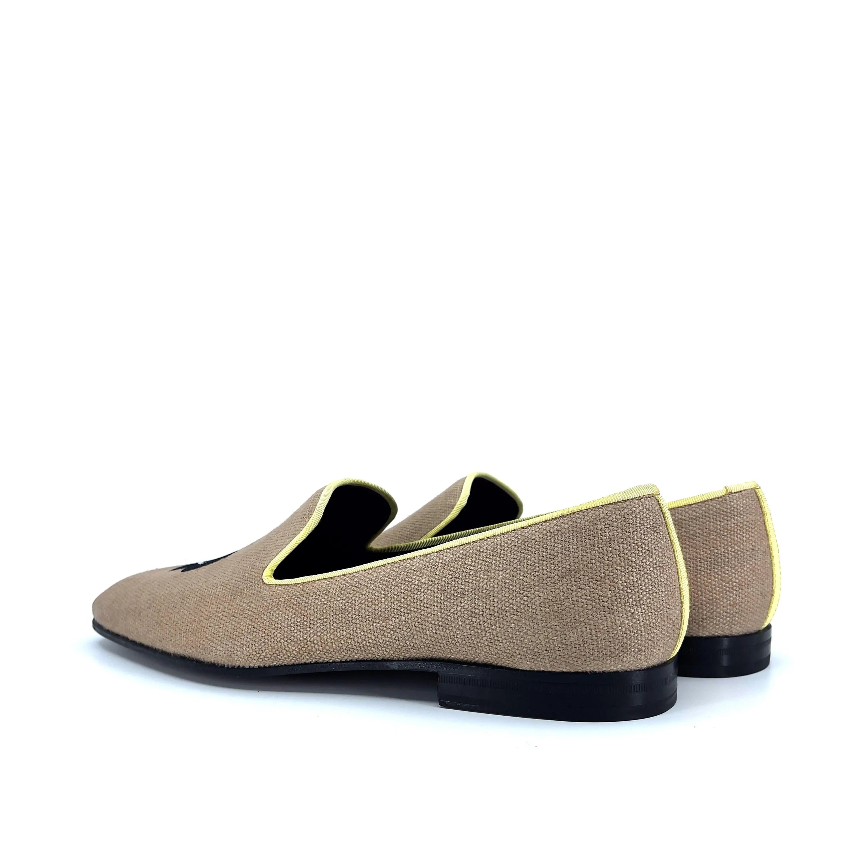 Beige linen loafer showcasing the stylish Lane Drake Slipon footwear design