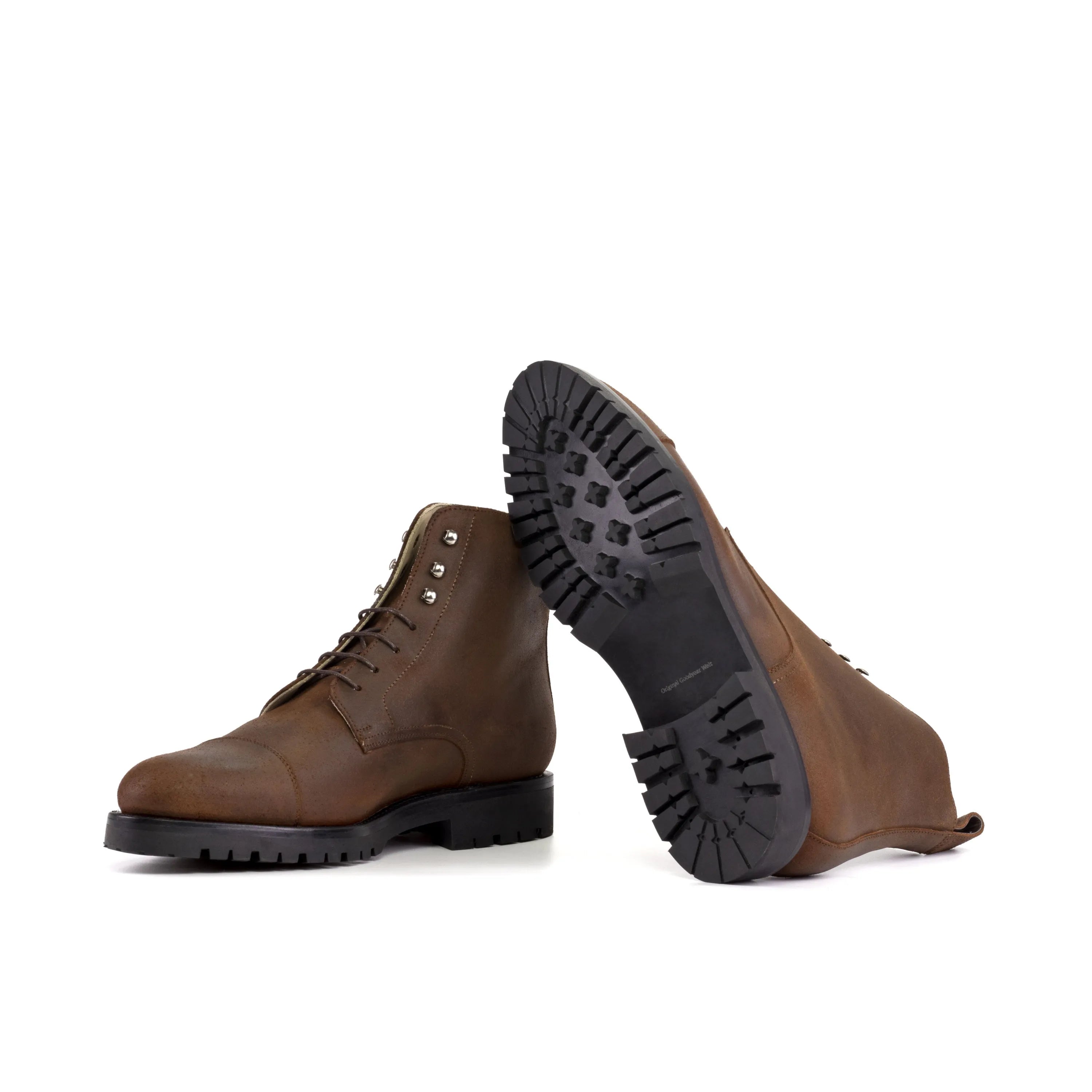 Brown leather lace-up Lasamo Jumper Boots for stylish and durable footwear