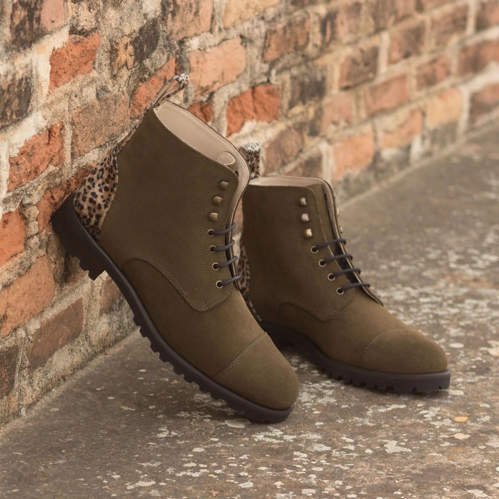 Olive green suede Layal Ladies Captoe Boots II, stylish ladies captoe boots for any occasion