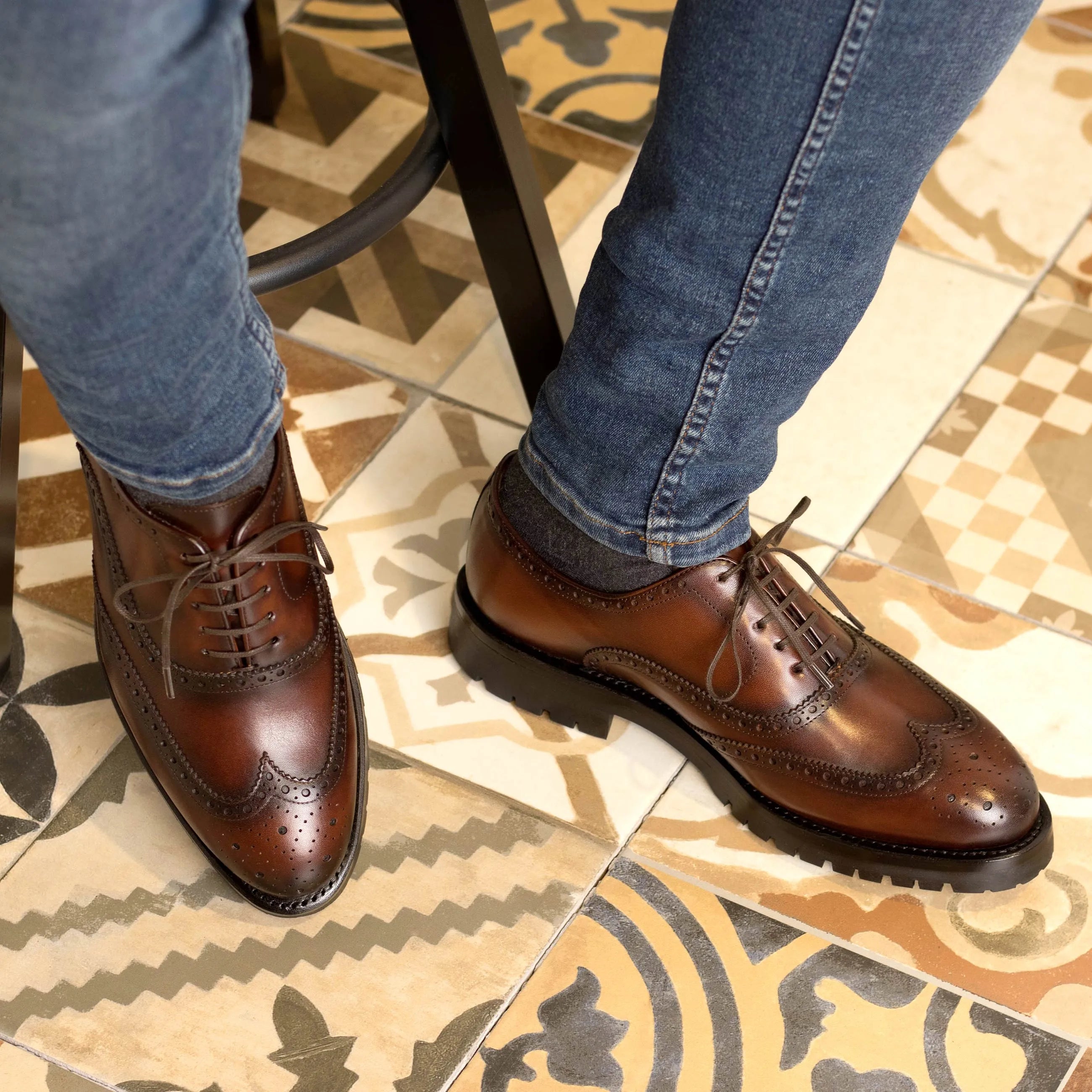 Brown leather brogue shoes and boots, introducing Leehom full brogue dress shoes for the fast lane