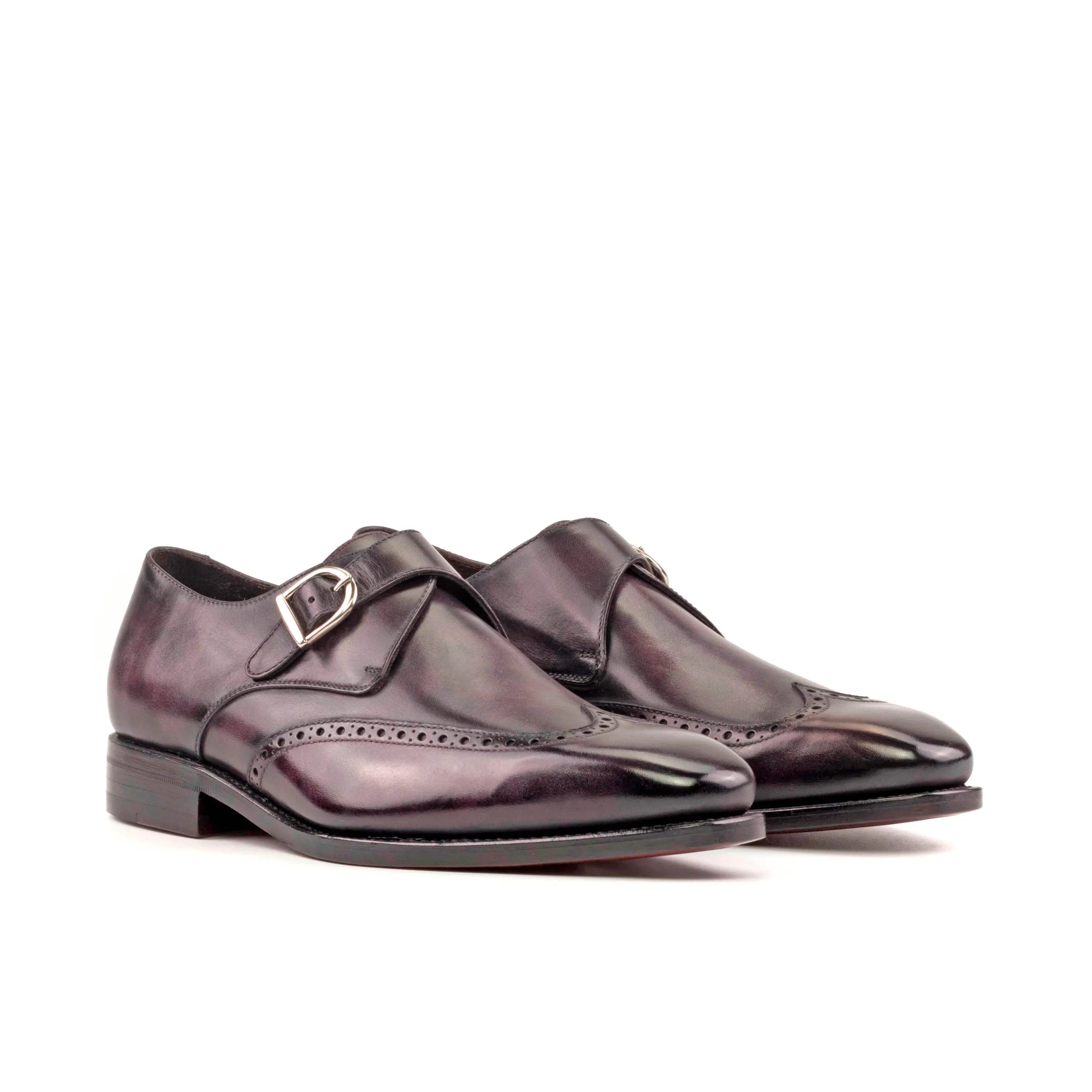 Pair of leather monk strap dress shoes from Leemins Patina Single collection