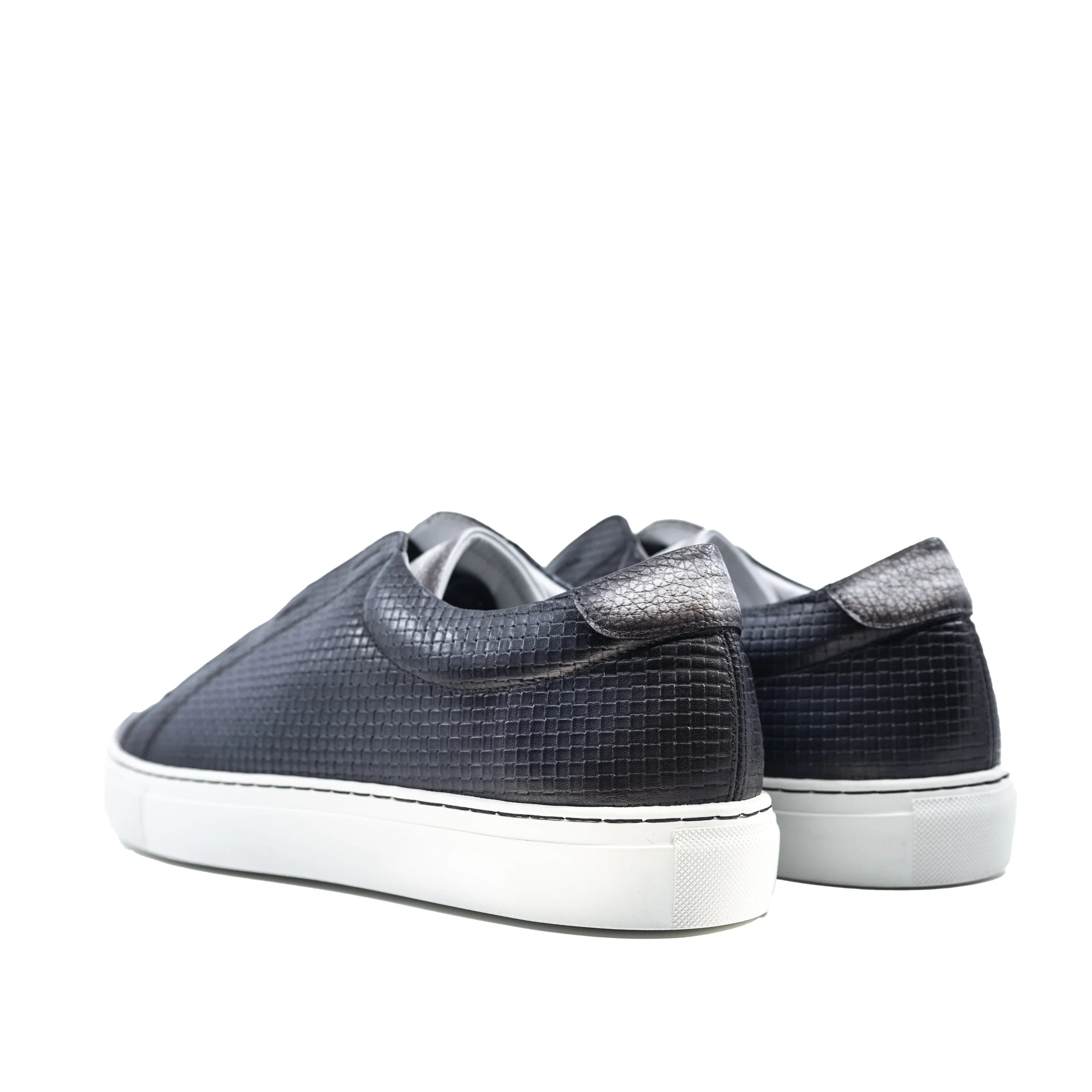 Leo19 Gavin Laceless Sneaker in Italian Leather Black Snake Skin
