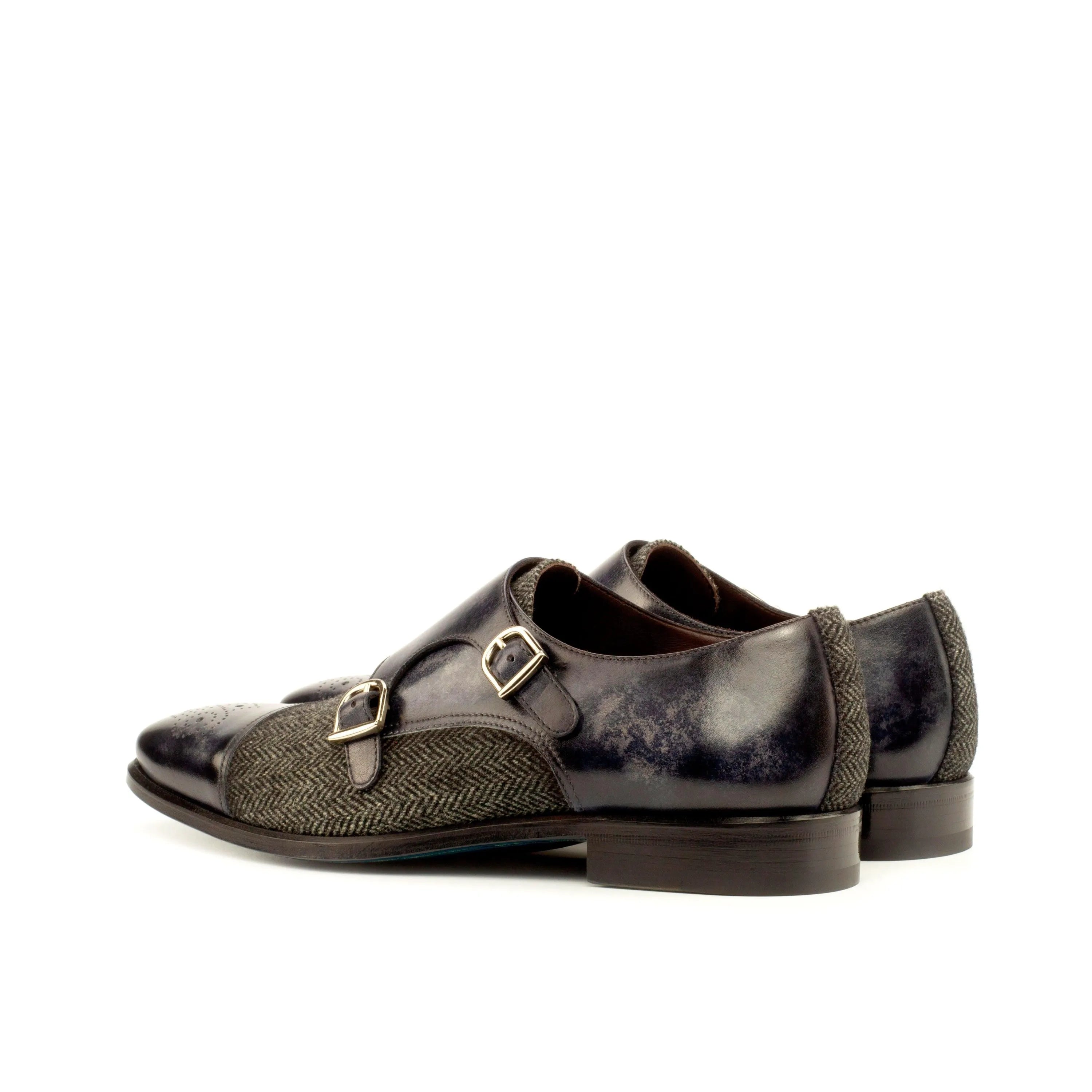 Two-buckle leather dress shoes, Leonist Double Monk Patina for elegant style